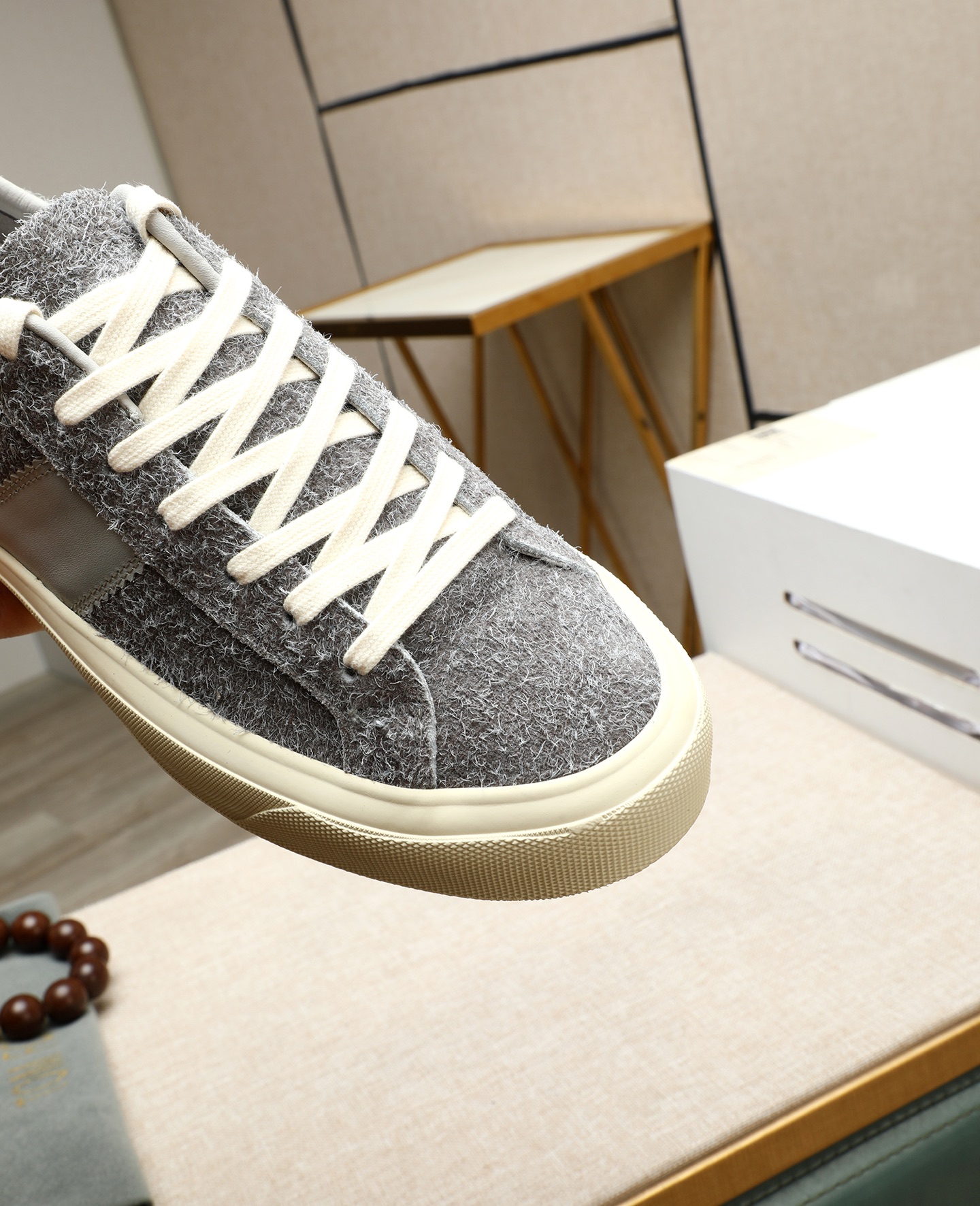 Tom Ford Men's Gray Wool Blend Lace-Up Sneakers - Casual and Comfortable 8 i1747031241223 9858 0 6