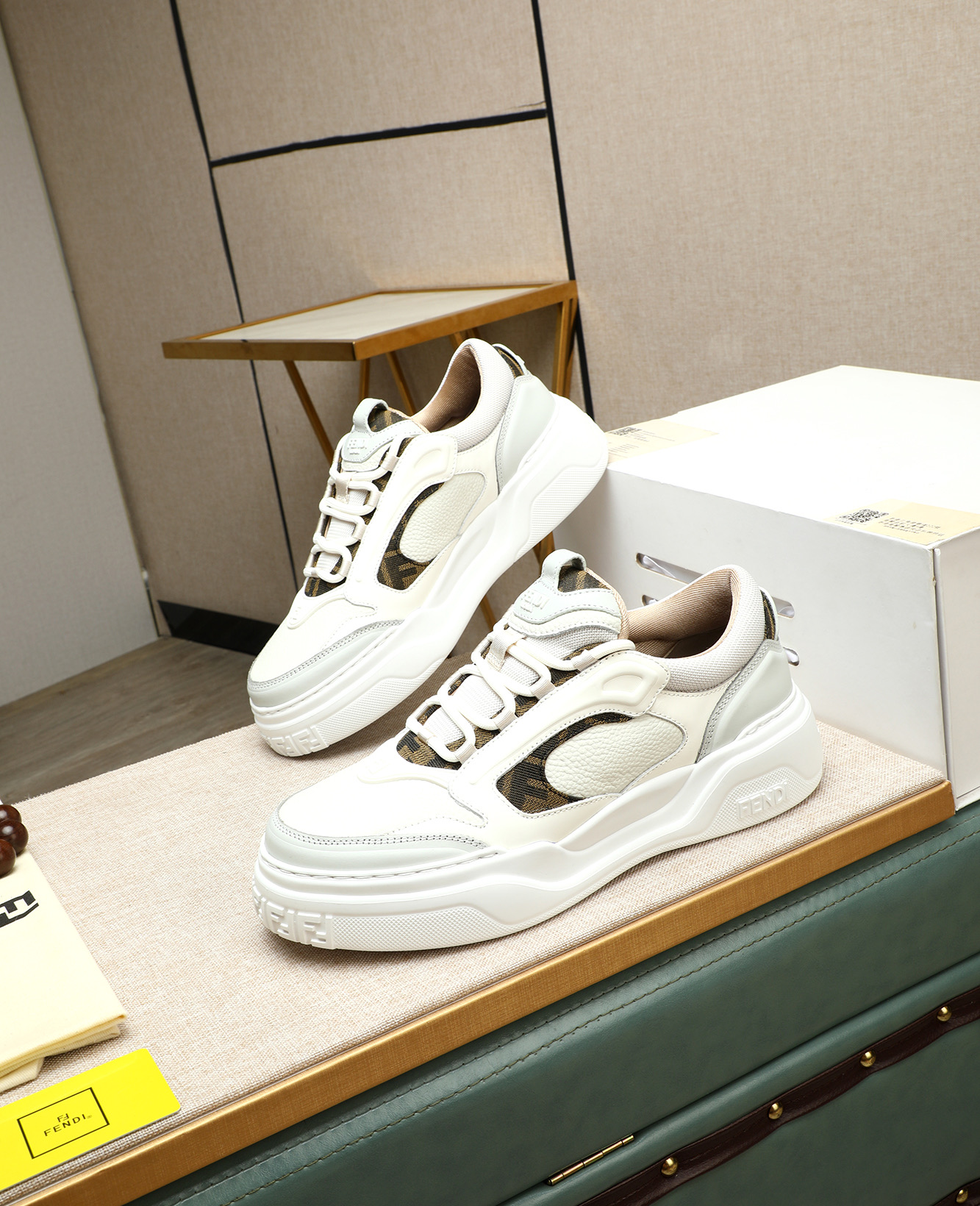 Fendi Men's White Leather & Canvas Luxury Fashion Sneakers - Size 39-44 4 i1747031537082 4804 0 2