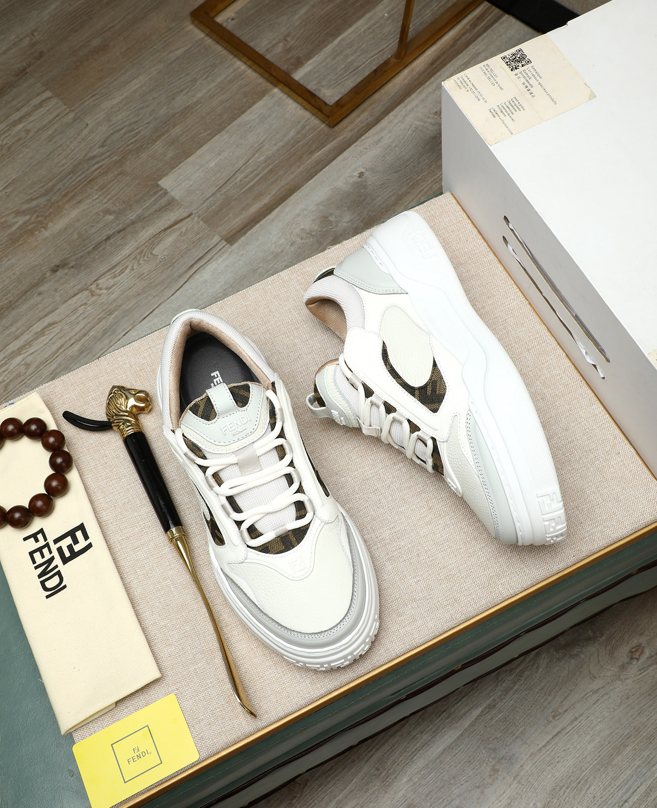 Fendi Men's White Leather & Canvas Luxury Fashion Sneakers - Size 39-44 3 i1747031537254 6868 0 1