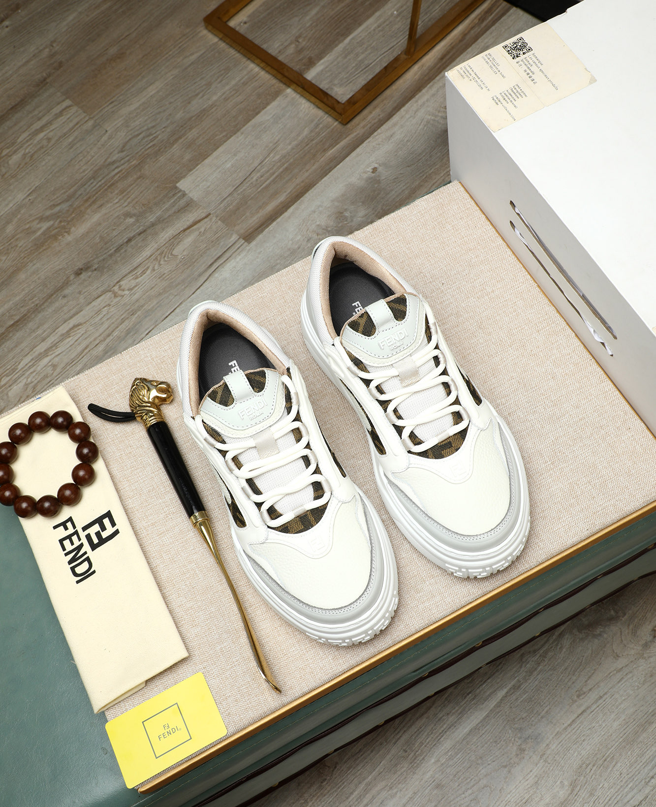 Fendi Men's White Leather & Canvas Luxury Fashion Sneakers - Size 39-44 2 i1747031537307 2840 0 0