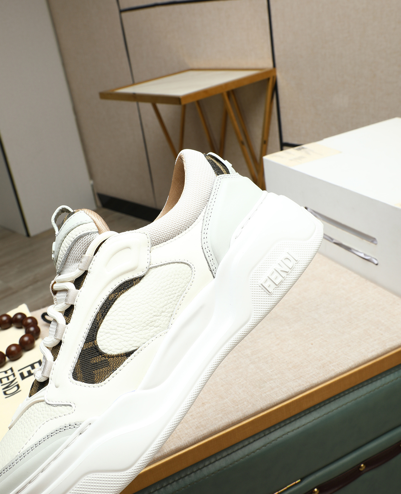 Fendi Men's White Leather & Canvas Luxury Fashion Sneakers - Size 39-44 8 i1747031537940 9673 0 6