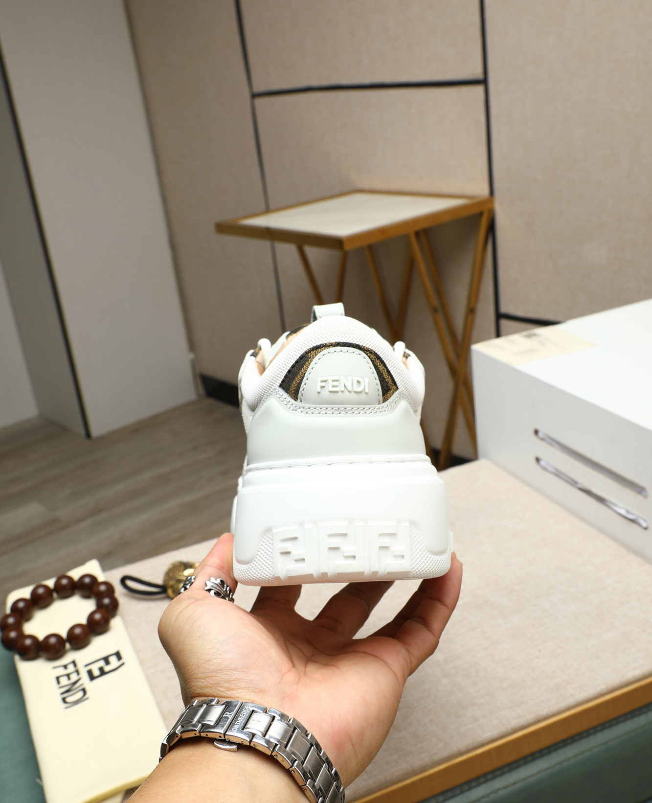 Fendi Men's White Leather & Canvas Luxury Fashion Sneakers - Size 39-44 9 i1747031537955 4433 0 7
