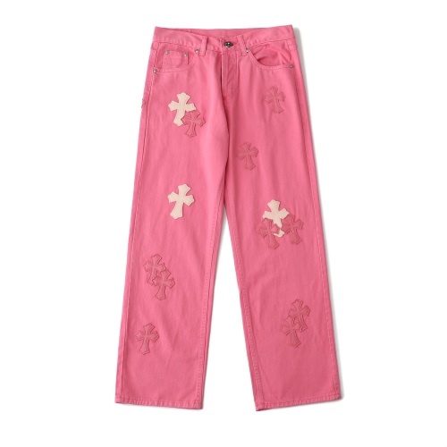 Chrome Hearts Barbie Pink Cross Patch Denim Jeans - Limited Edition Style 1 Chrome Hearts Barbie Pink Cross Patch Denim Jeans - Limited Edition Style