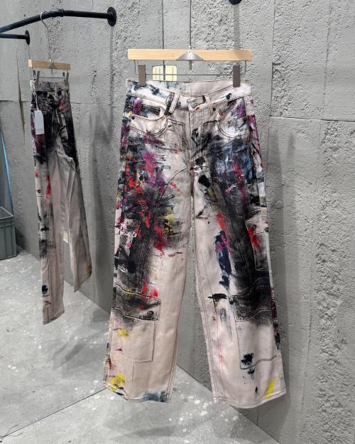 Acne Studios 3D Printed Splatter-Paint Cotton Twill Cargo Pants 1 Acne Studios 3D Printed Splatter-Paint Cotton Twill Cargo Pants