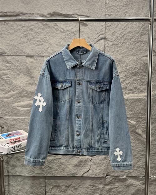 Chrome Hearts Cross Patch Denim Jacket Oversized Unisex Streetwear Style 1 Chrome Hearts Cross Patch Denim Jacket Oversized Unisex Streetwear Style