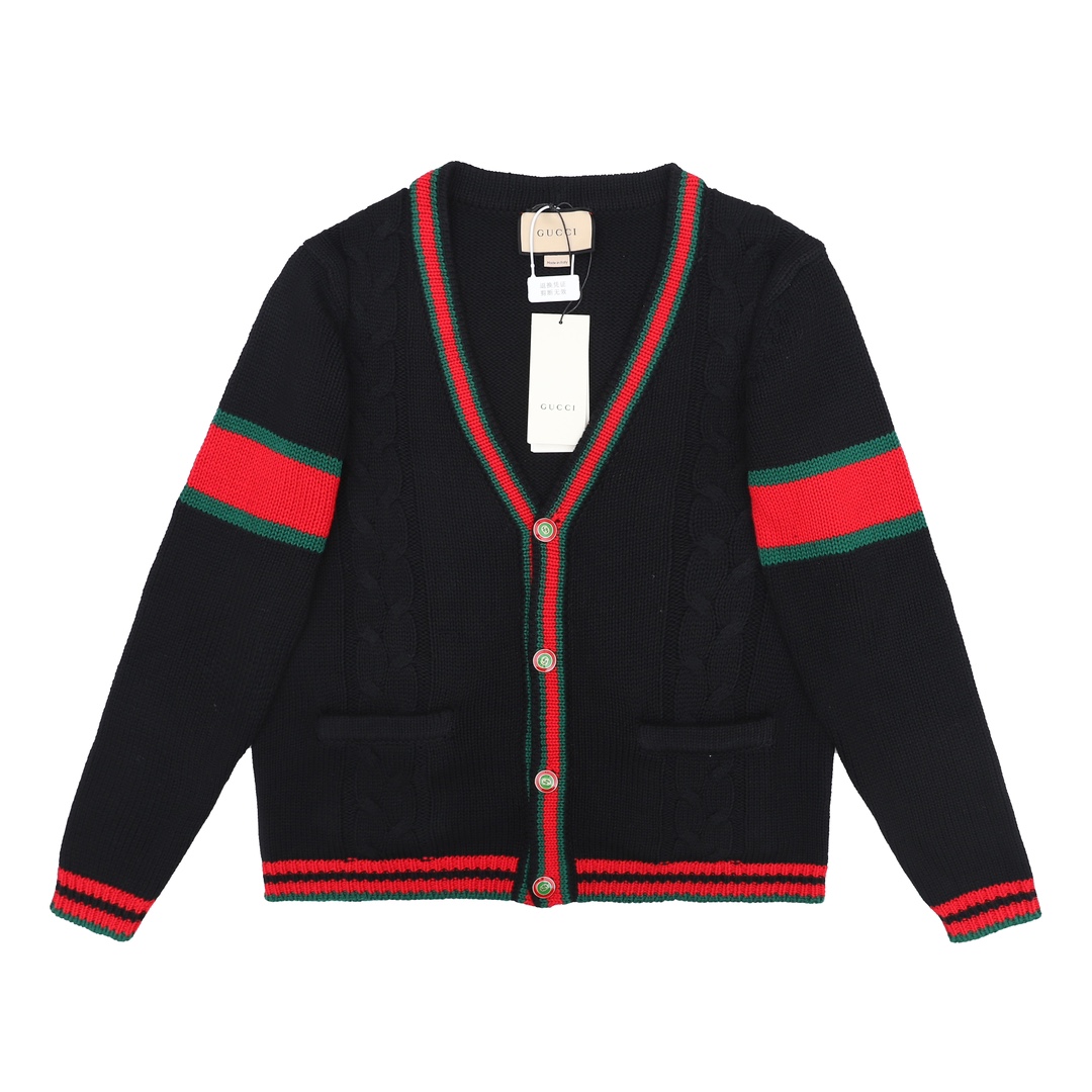 GUCC Gucci 22SS CHUCKY GRG serie, suéter de punto con rayas rojas y verdes, detalles y confección sincronizados 1:1 con…