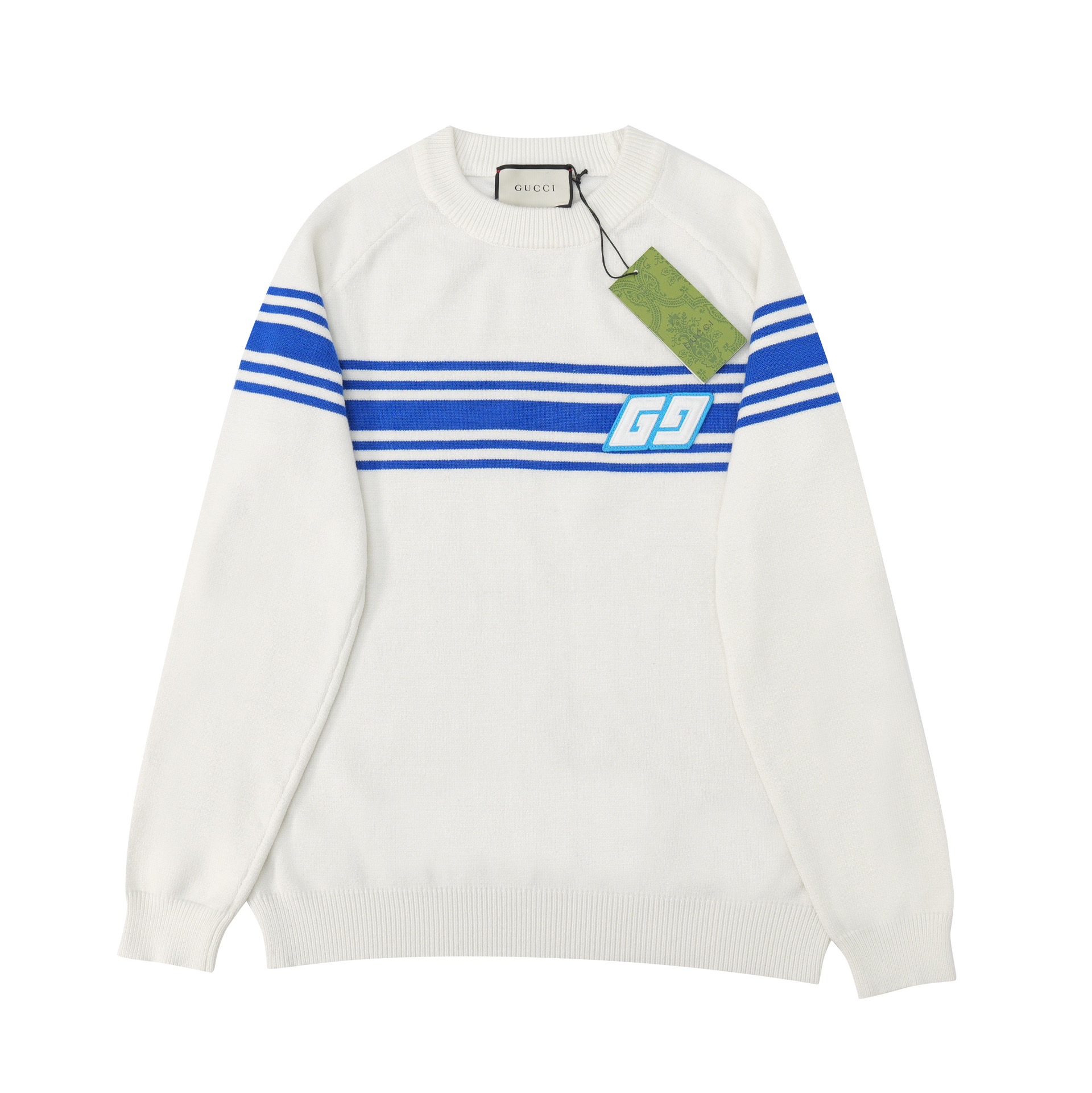 SS24 nuevo otoño GUCCI Gucci suéter de punto de cuello redondo de manga larga, hilo de algodón y lana teñido a juego, a…