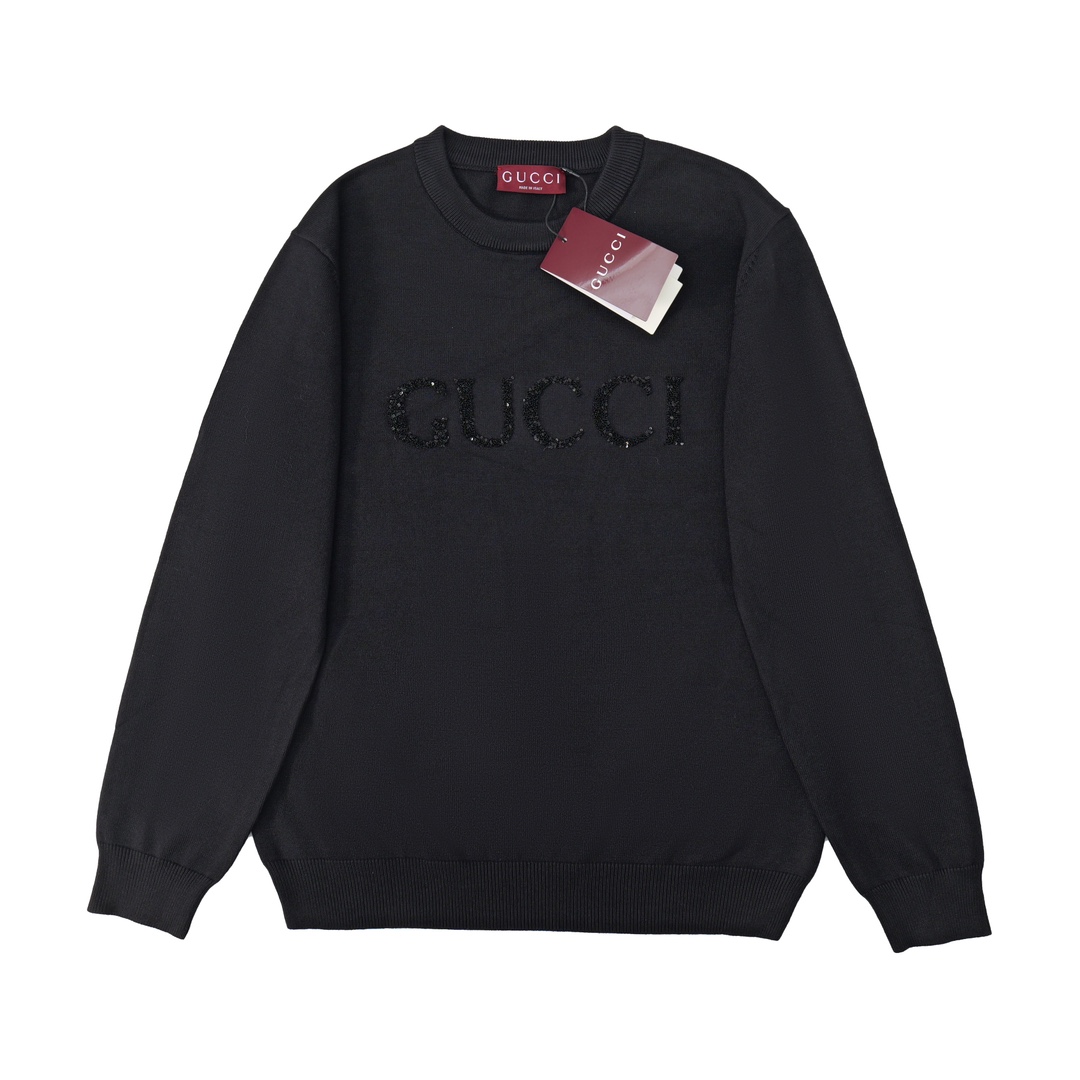 Nuevo producto 24 GUCCI Gucci suéter de cuello redondo de manga larga con logo bordado con técnica de punto hueco, hilo…