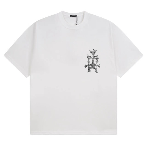 Chrome Hearts Classic Black and White Short Sleeve T-Shirt, Custom Fabric 1 Chrome Hearts Classic Black and White Short Sleeve T-Shirt, Custom Fabric