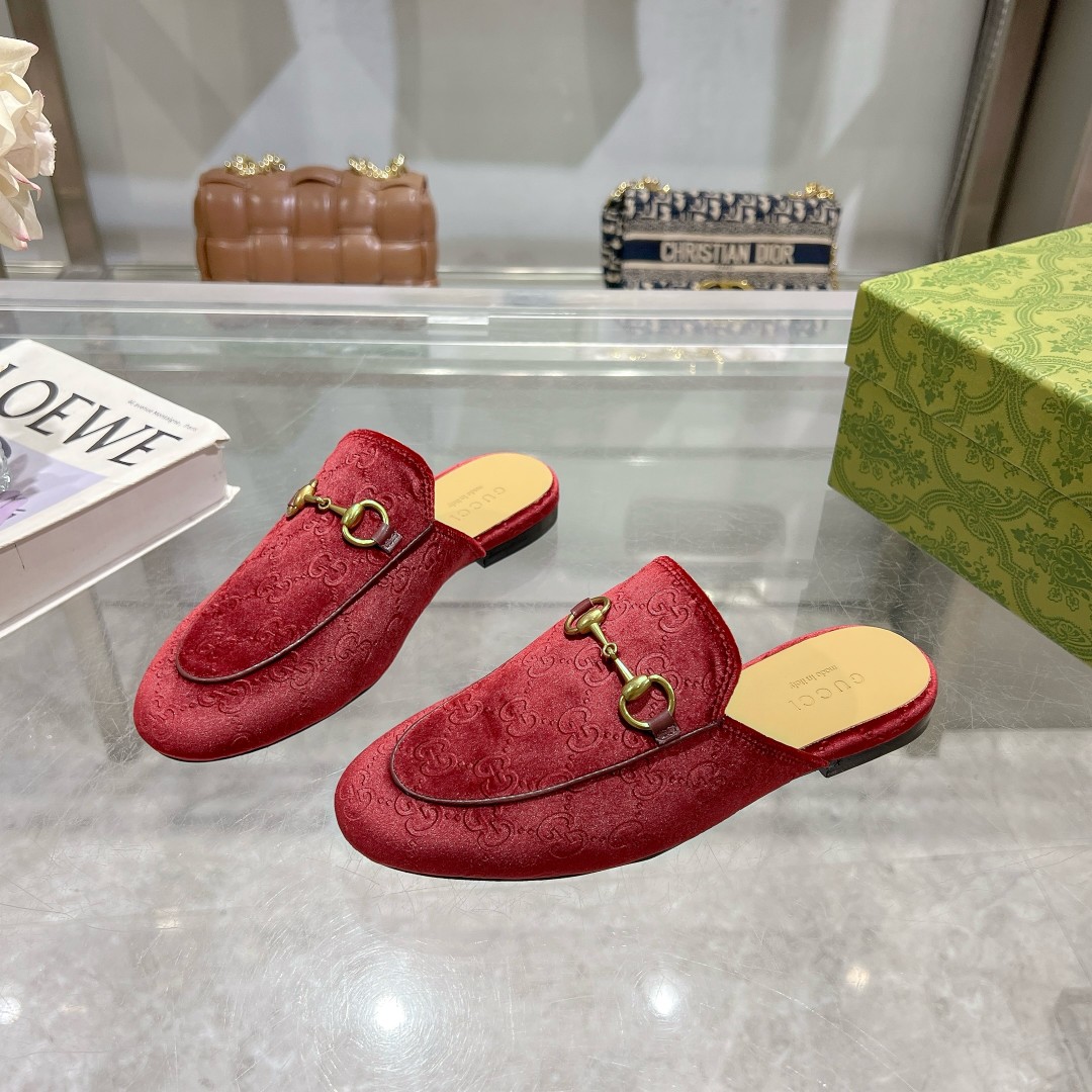 Gucci Jordaan Velvet Loafers with Horsebit Detail - Women's Flat Mules 4 a1734619282017 6763