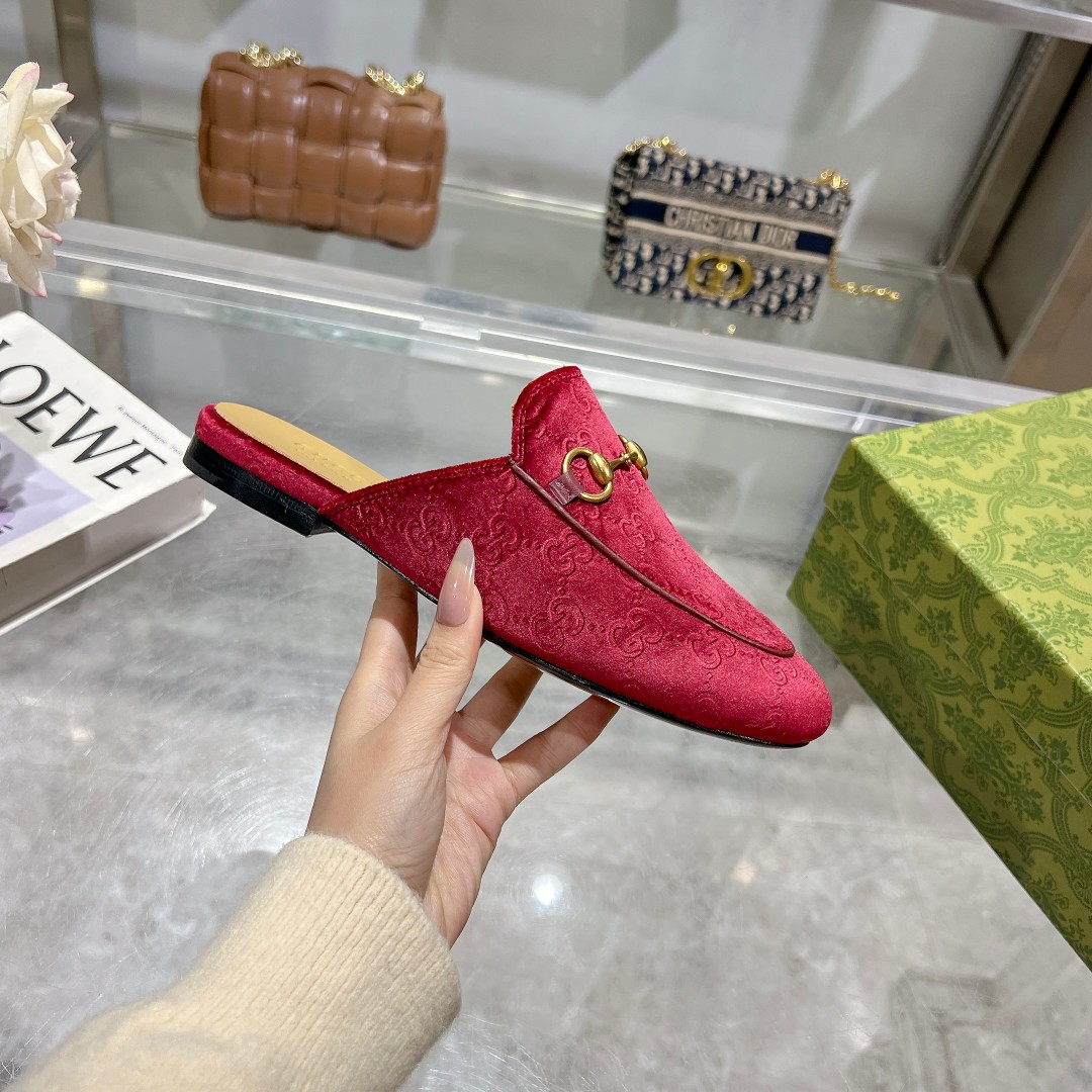 Gucci Jordaan Velvet Loafers with Horsebit Detail - Women's Flat Mules 6 a1734619282112 3435