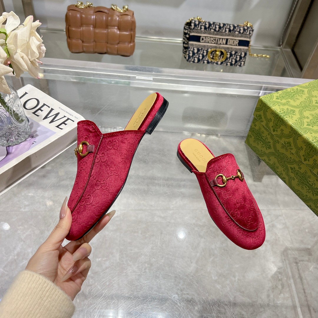 Gucci Jordaan Velvet Loafers with Horsebit Detail - Women's Flat Mules 5 a1734619282148 6350