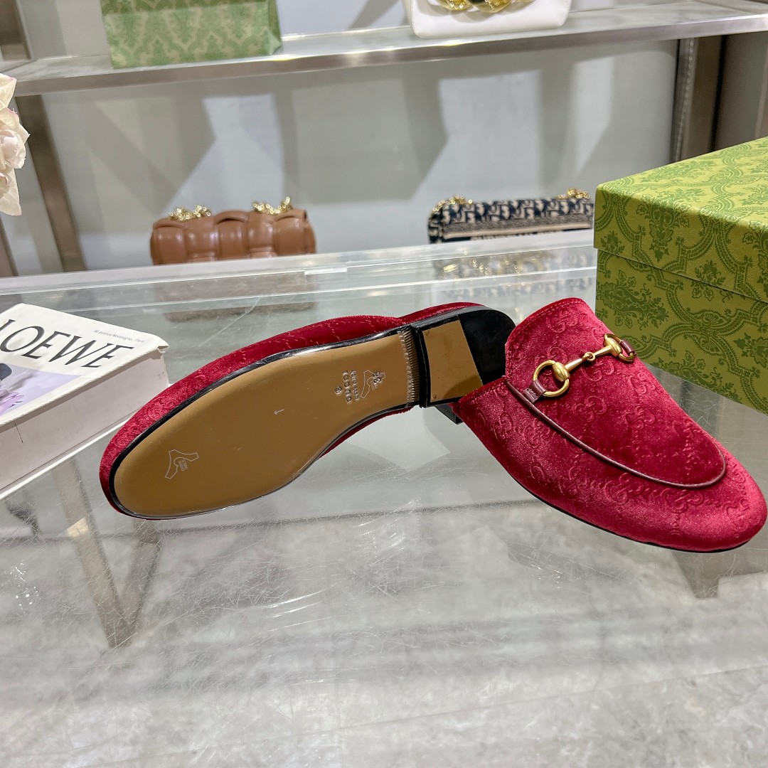Gucci Jordaan Velvet Loafers with Horsebit Detail - Women's Flat Mules 7 a1734619282159 5853