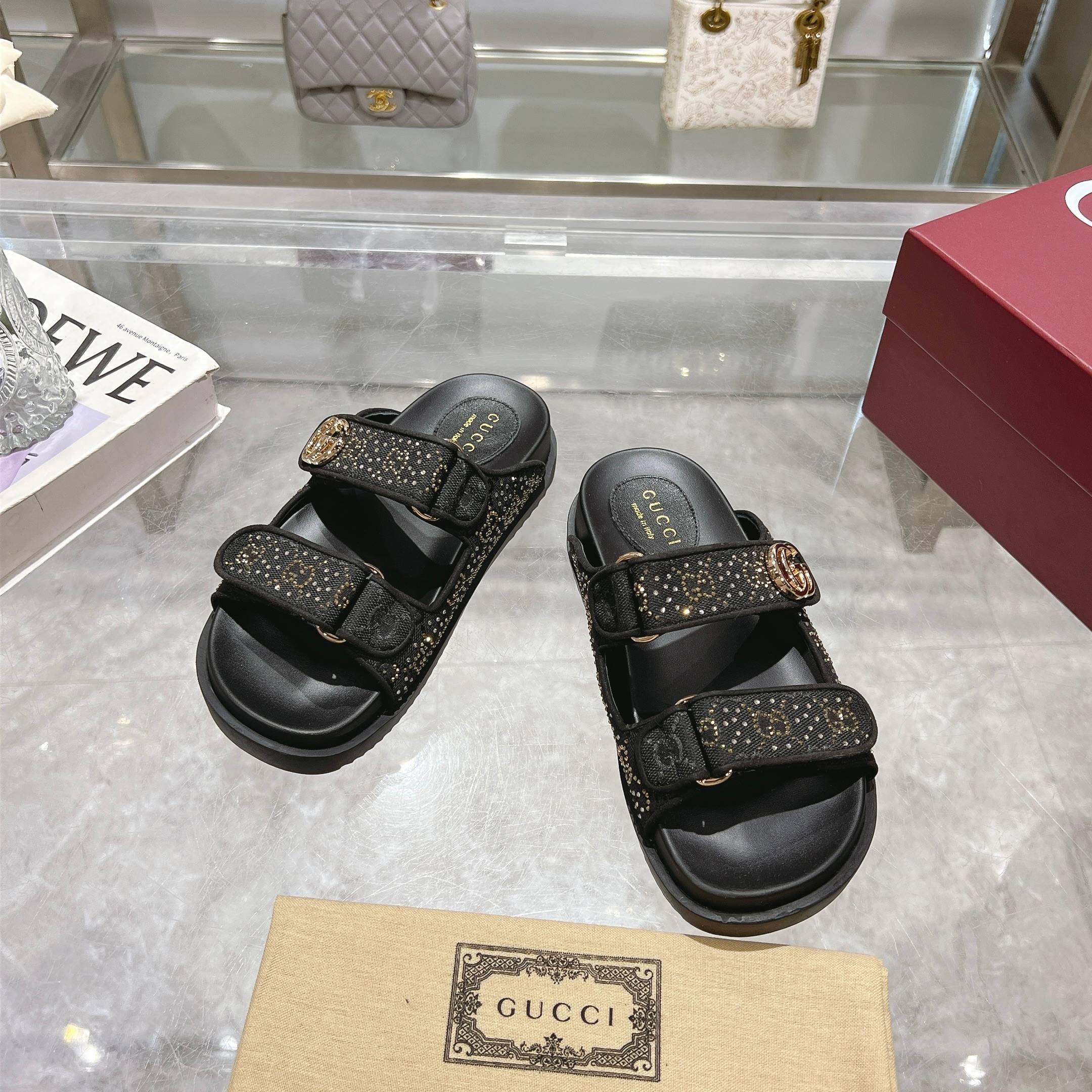 Gucci Women's Crystal Embellished Double G Flat Sandals 3 a1737312756321 5427