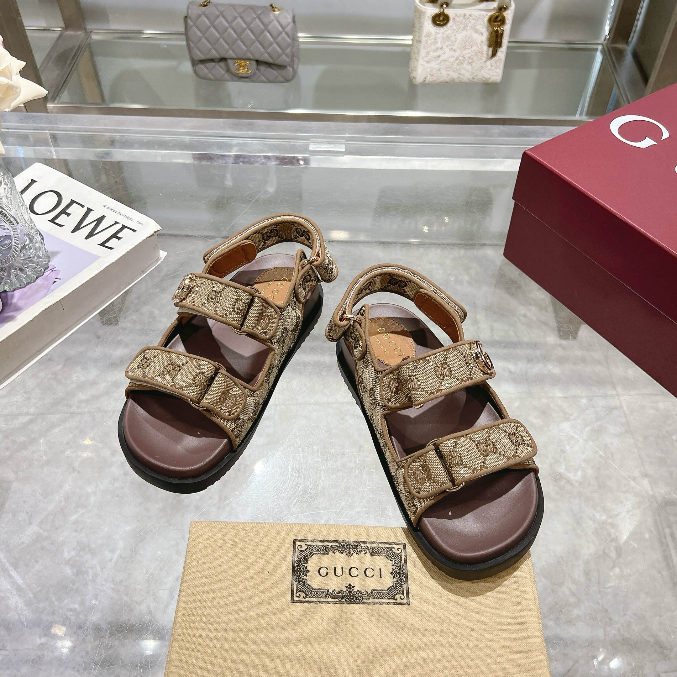 Gucci Women's GG Crystal Canvas Sandals with Double G Hardware 3 a1737312928288 6424