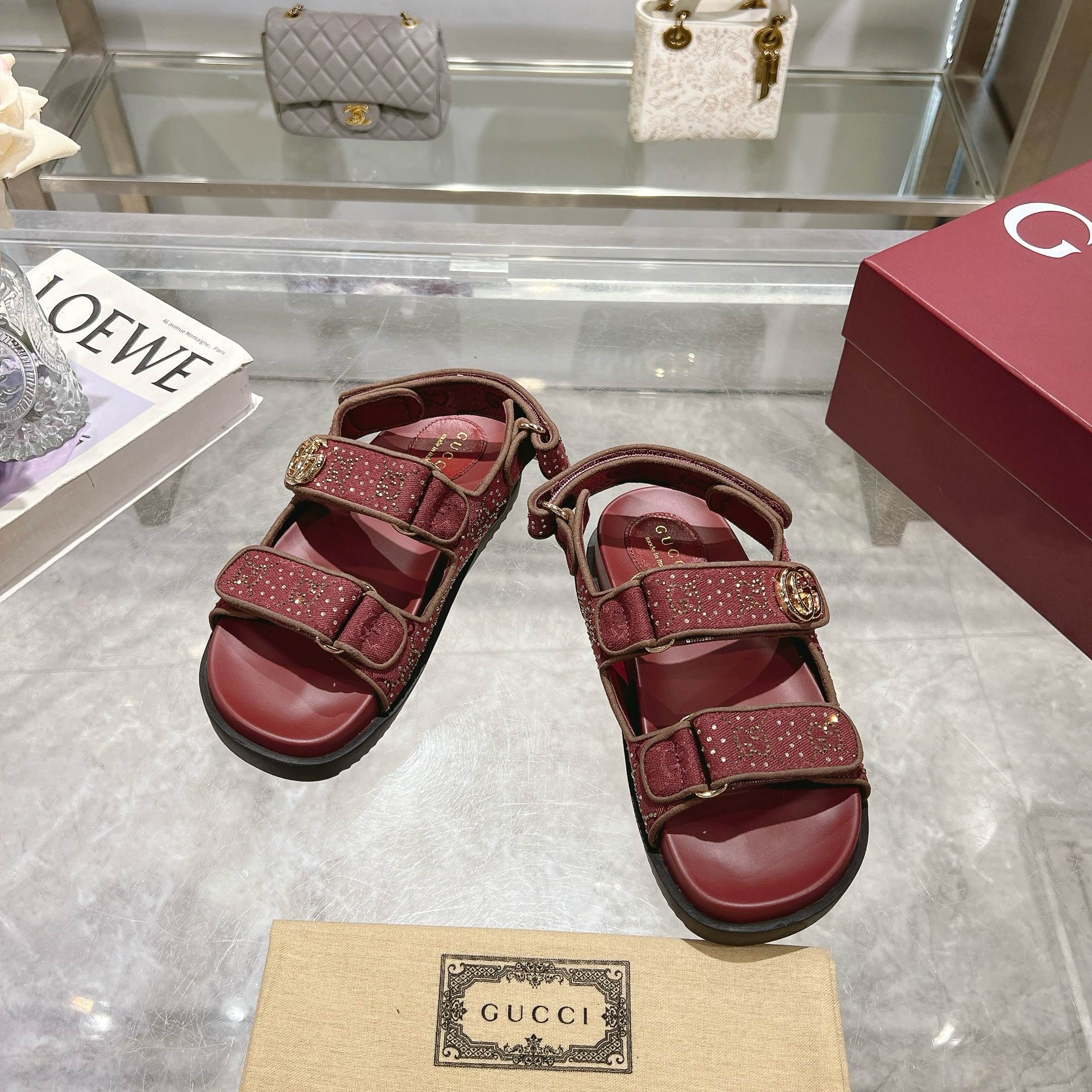Gucci Women's Pink Crystal Canvas Flat Sandals with Double G Accent 3 a1737312992209 3332