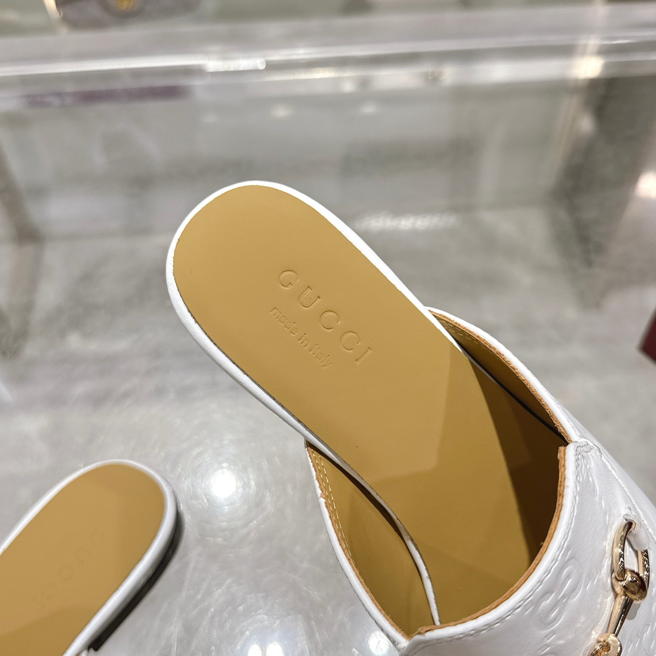 Gucci Jordaan White Leather Mules with Horsebit Detail - Women's 6 a1741875831274 7243