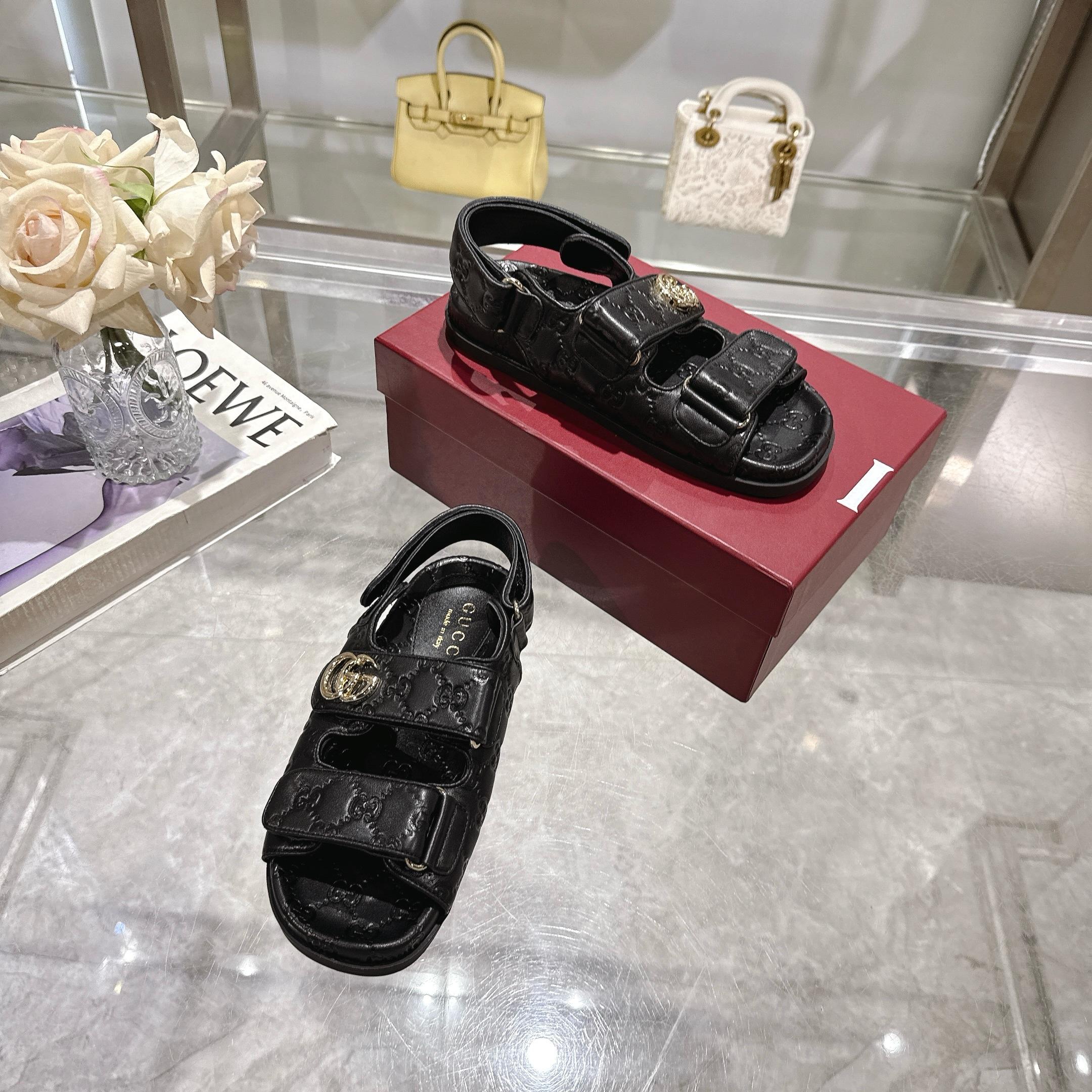 Gucci New Marmont Embossed Leather Sandals with Adjustable Straps 6 a1743085109405 1121