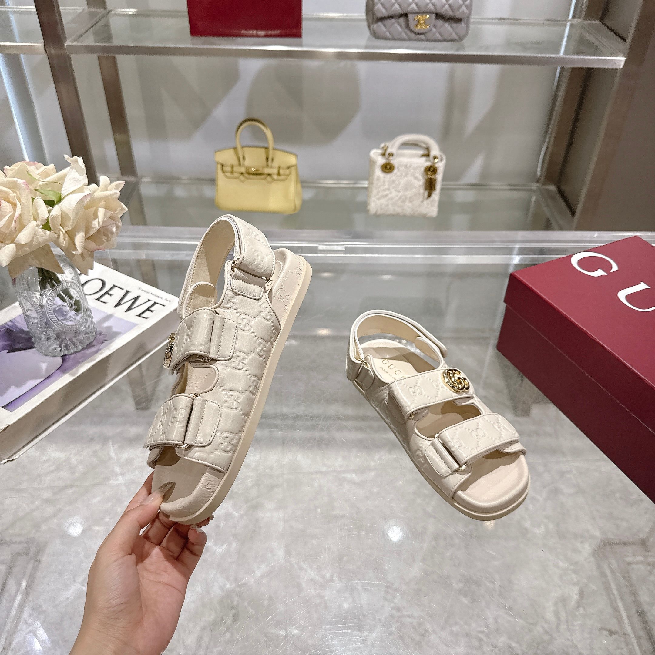 Gucci New Marmont Embossed Leather Sandals With Adjustable Straps 4 a1743085234419 3301