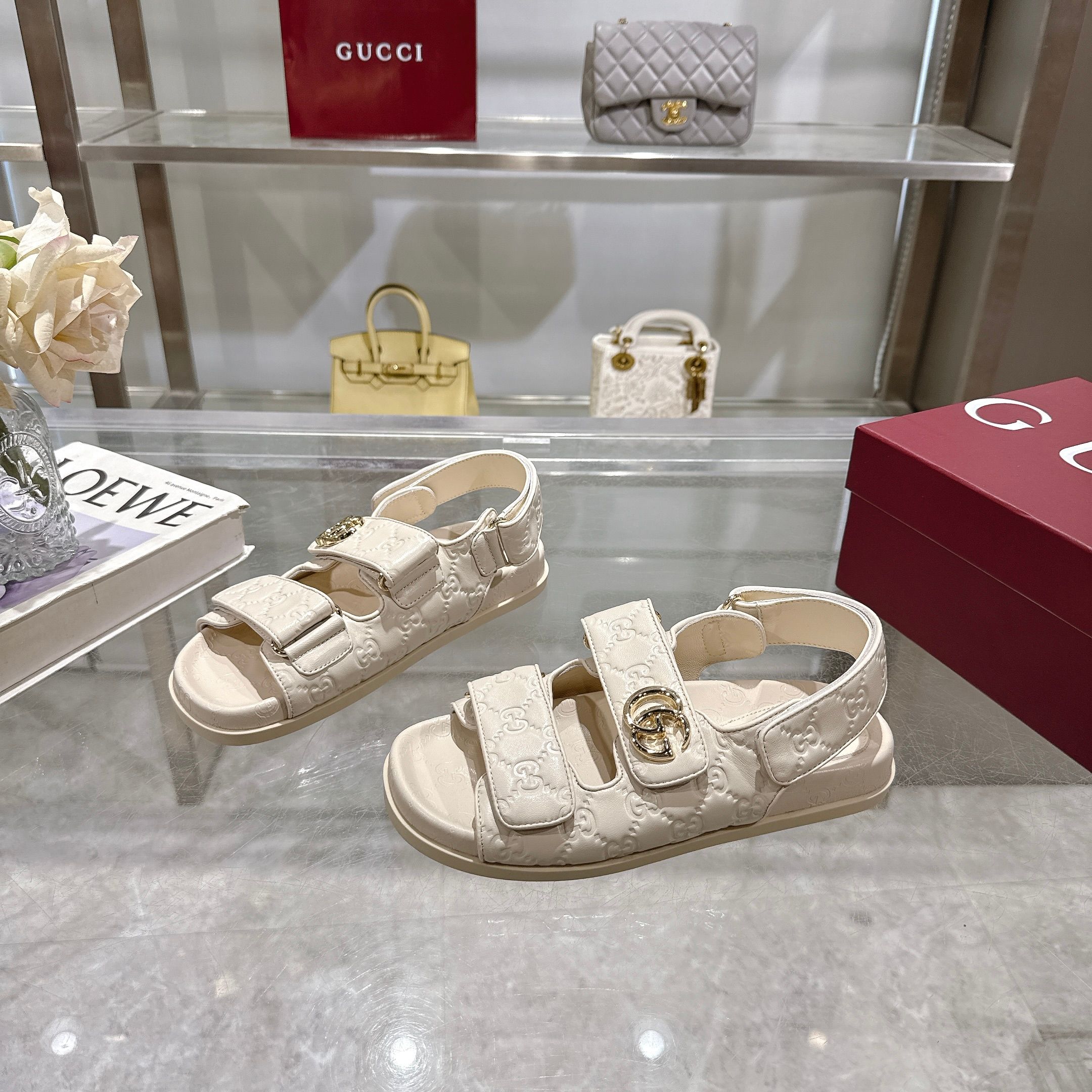Gucci New Marmont Embossed Leather Sandals With Adjustable Straps 3 a1743085234794 1435