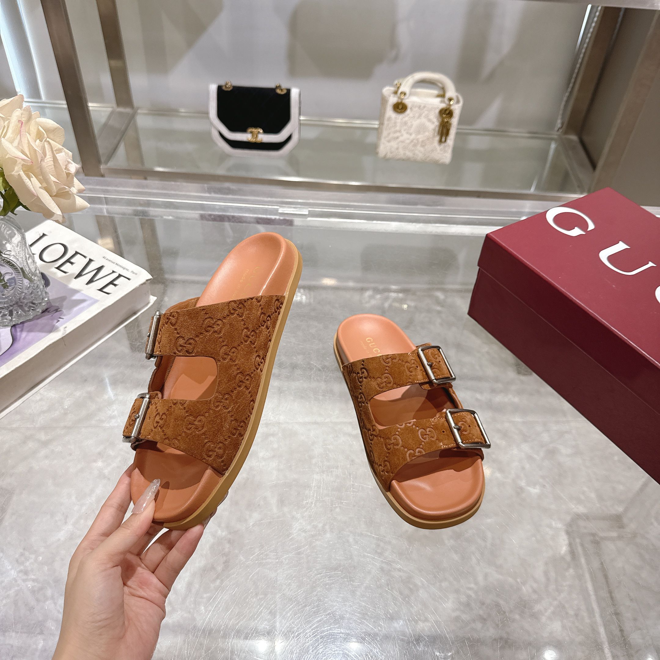 Gucci Women's Angora Red Leather Sandals with Double G Hardware 4 a1744898231258 6111
