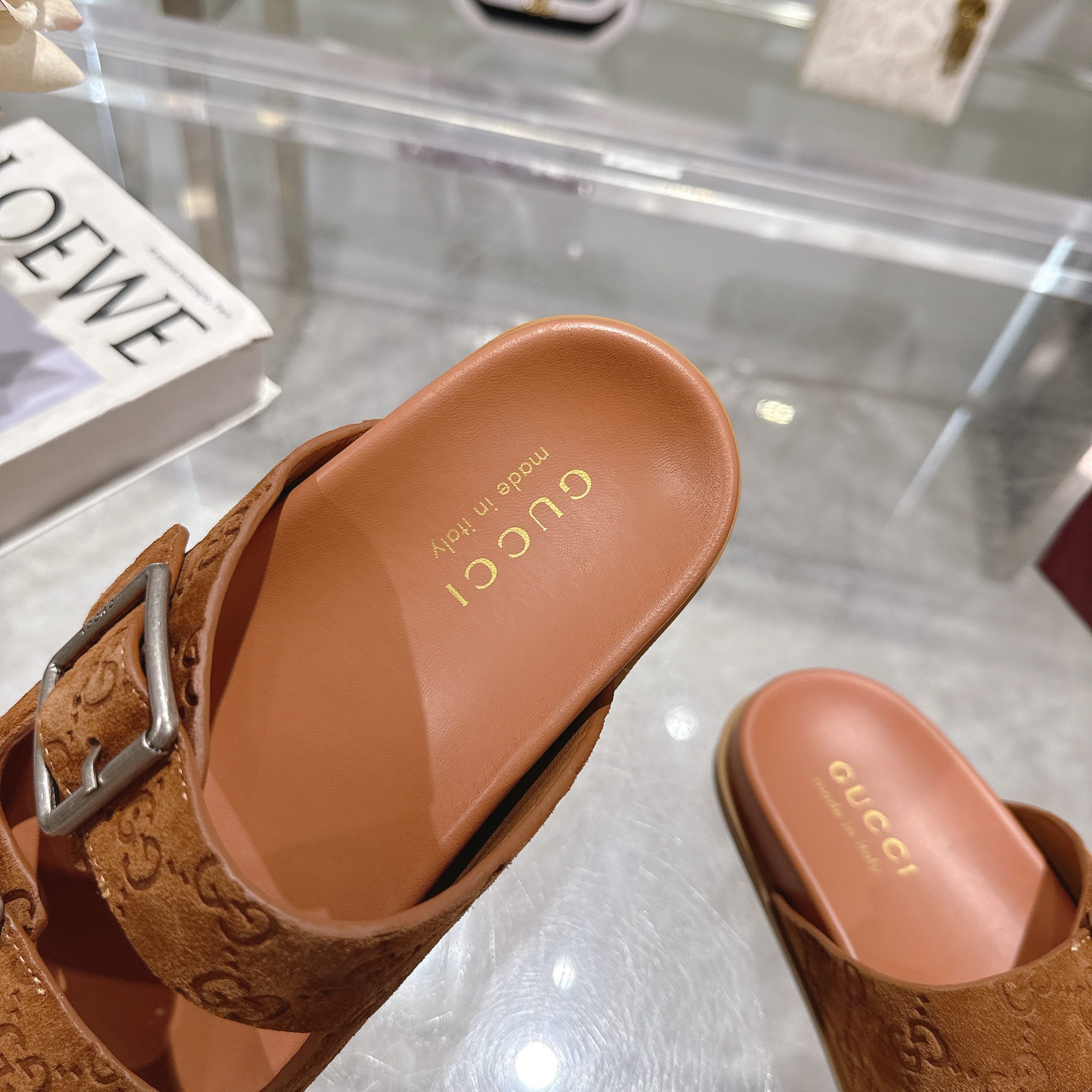 Gucci Women's Angora Red Leather Sandals with Double G Hardware 7 a1744898231345 2482