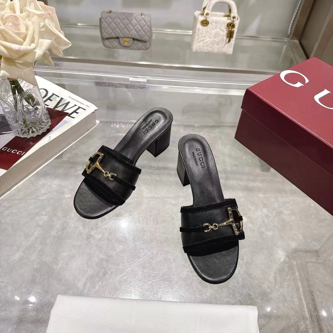 Gucci Women's Black Suede Horsebit Heeled Sandals Mules Slides 3 a1745769436757 5057