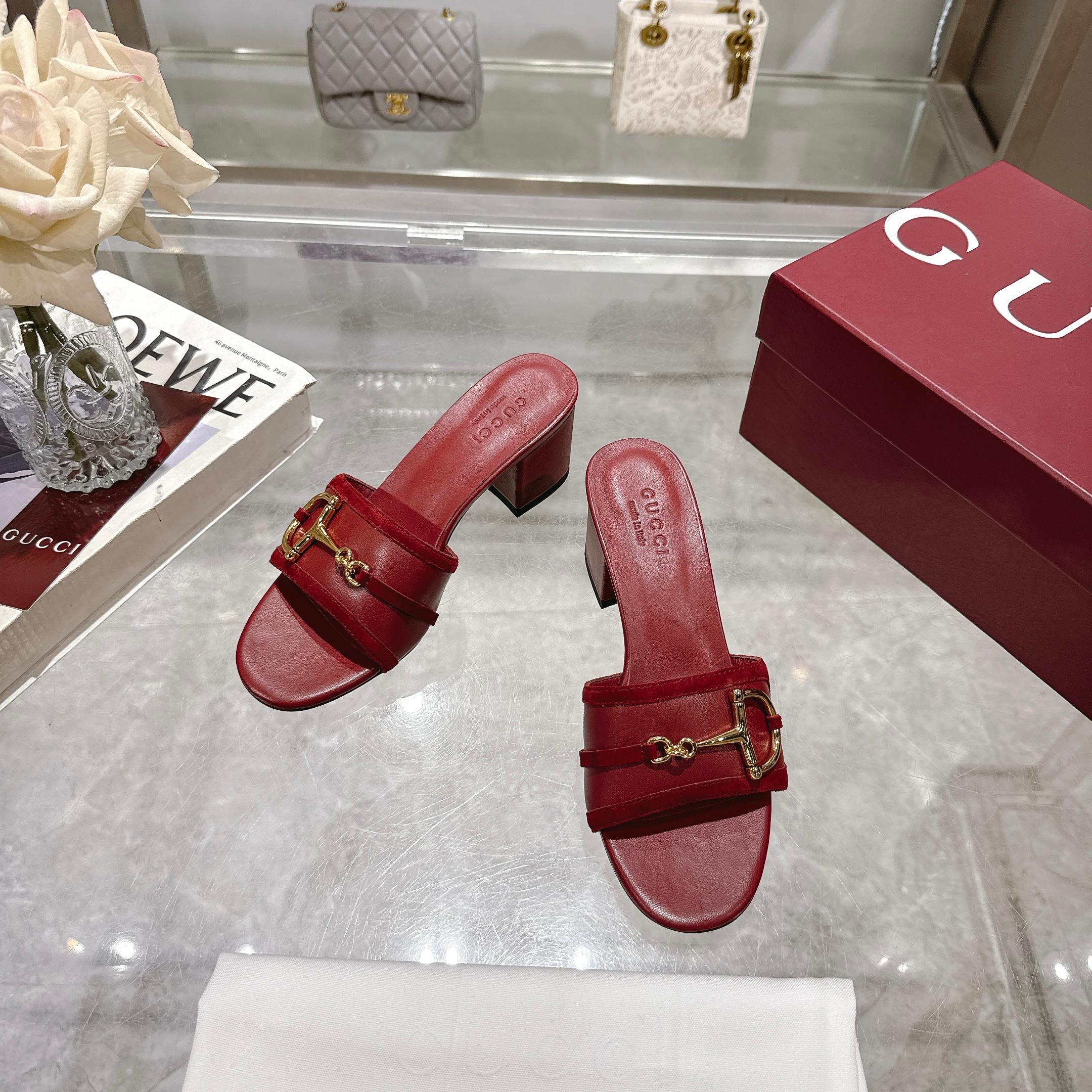 Gucci Red Suede Mid-Heel Sandals with Horsebit Detail 3 a1745769479537 5574