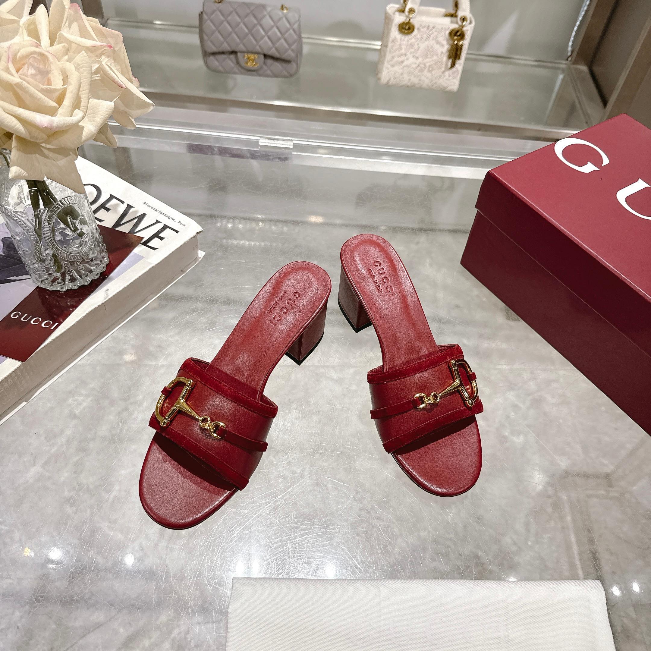 Gucci Red Suede Mid-Heel Sandals with Horsebit Detail 5 a1745769479556 1084