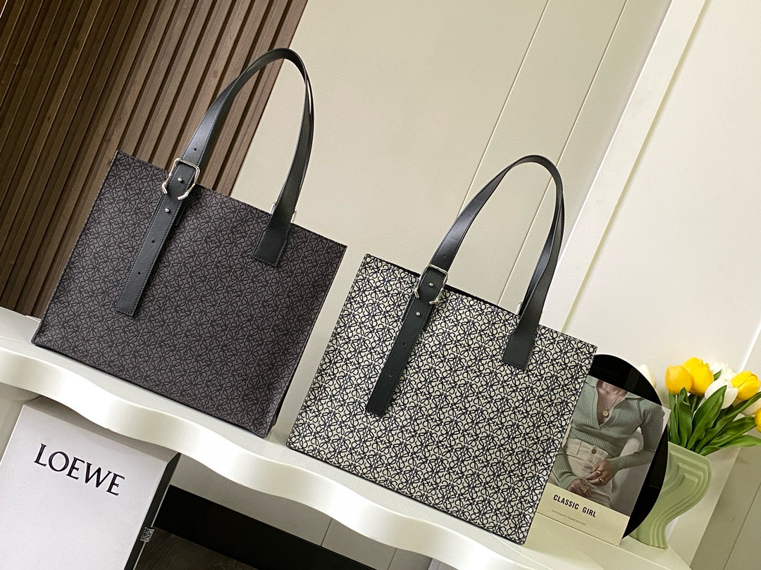 Loewe Buckle Tote Bag in Signature Canvas with Leather Straps