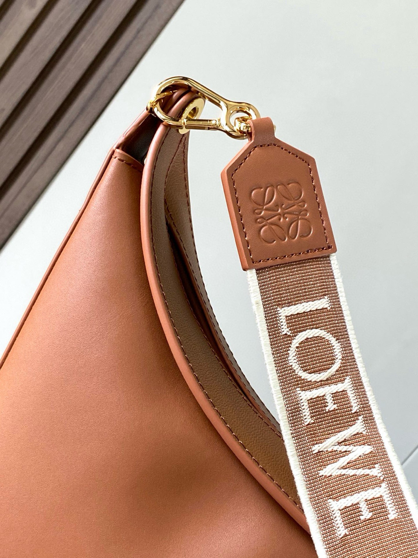 Loewe Luna Hobo Bag in Leather with Branded Shoulder Strap, 34cm 6 i1746205602788 1517 0 5