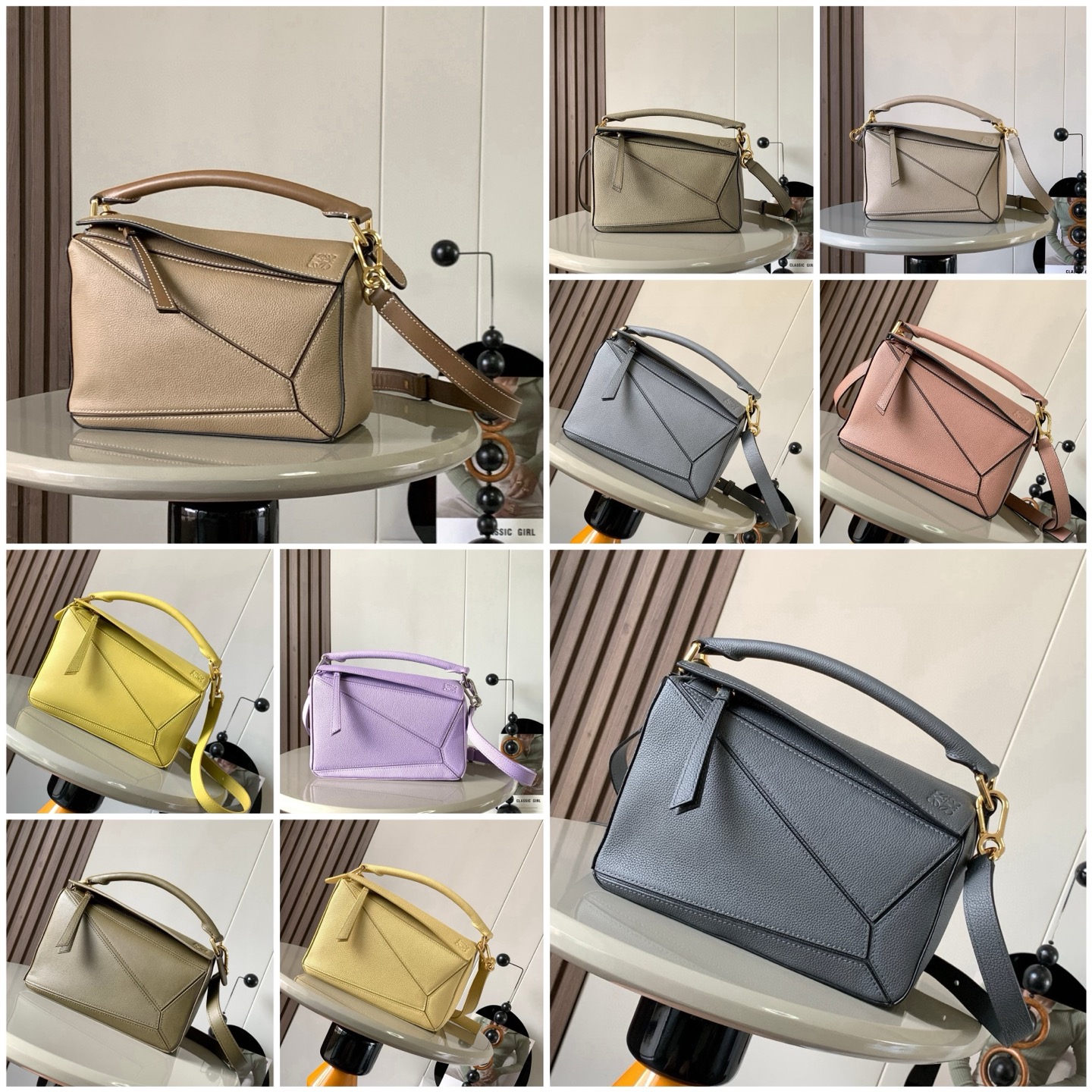 Loewe Puzzle Small Handbag in Nappa Calfskin, Geometric Design, 24cm