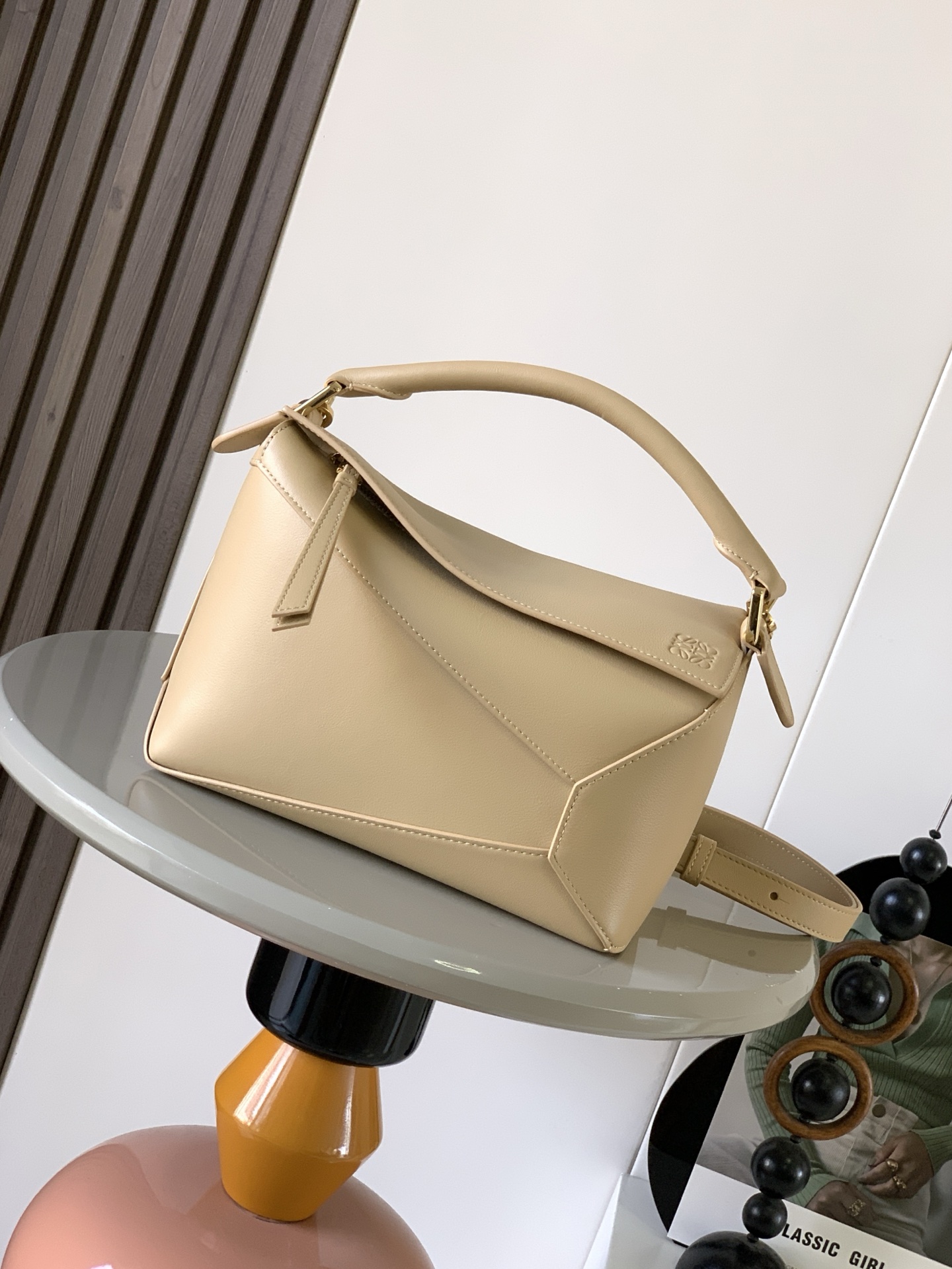Loewe Puzzle Small Bag in Nappa Calfskin, Beige Geometry Handbag, 24cm 14 i1756045645482 2323 0 0