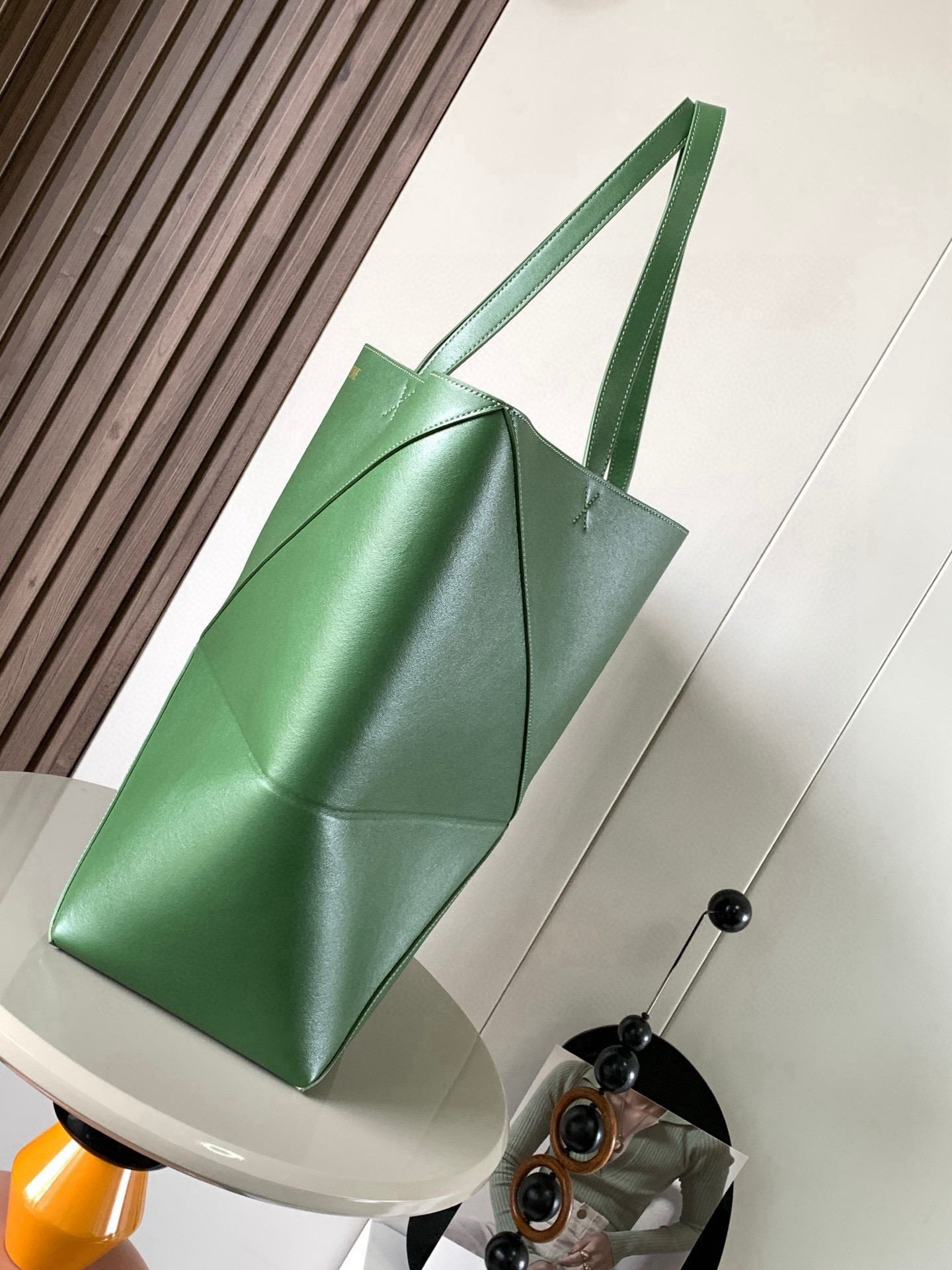 Loewe 大号42cm亮面牛皮革购物袋 puzzle