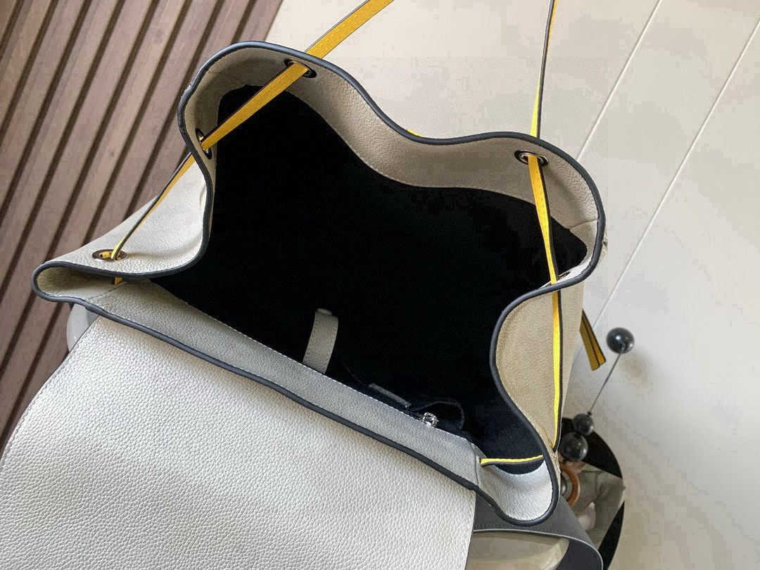 Loewe Classic Backpack Blue Gray Beige Black with Yellow straps Standard everyday