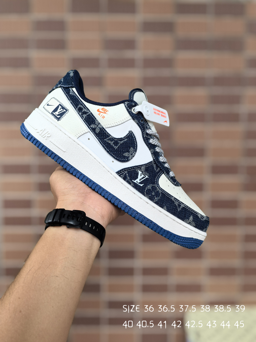 LV-AIR AF空军联名新款 头层牛皮搭配LV牛仔布潮流设计