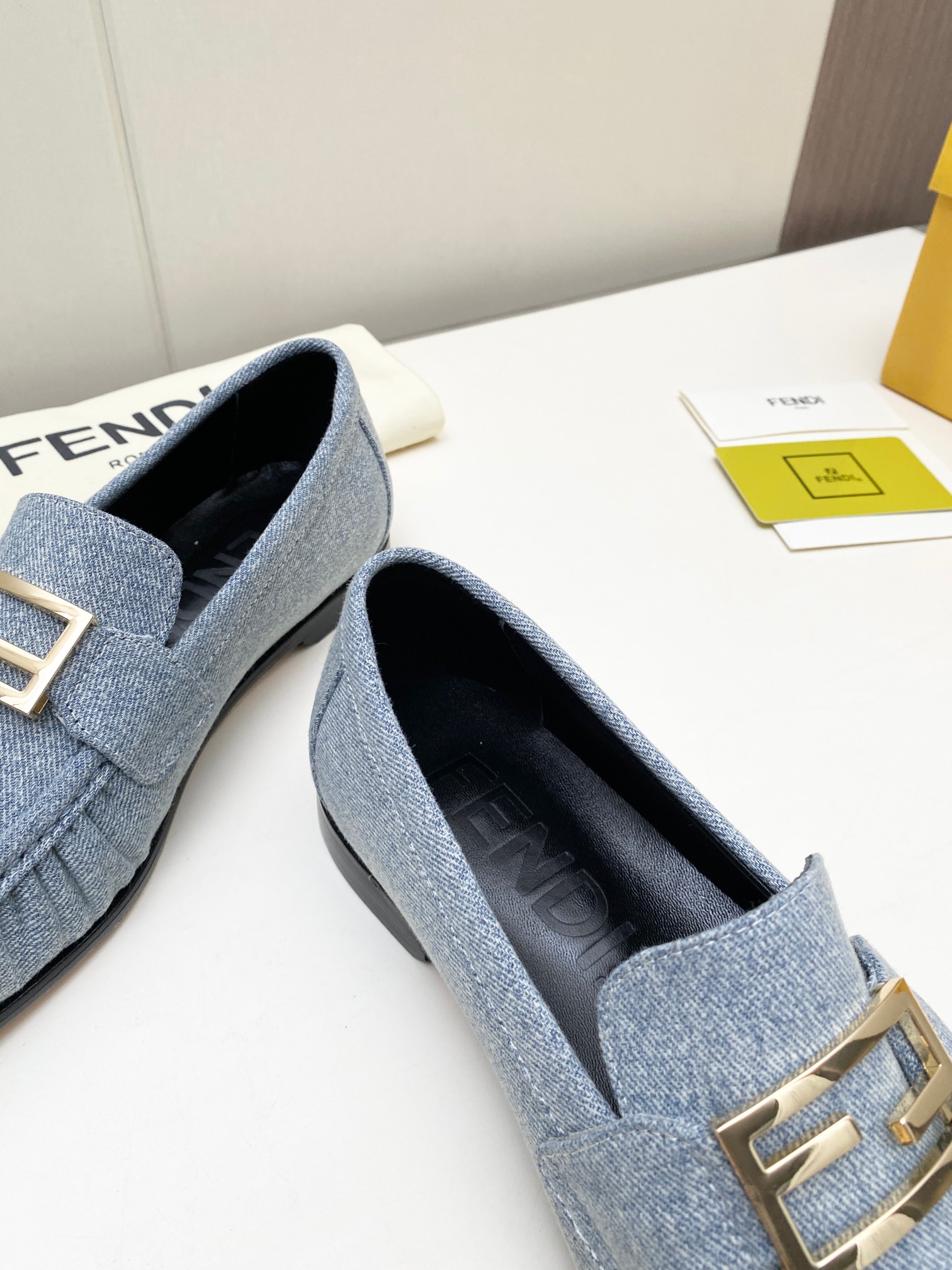 Fendi FF Buckle Denim Loafers