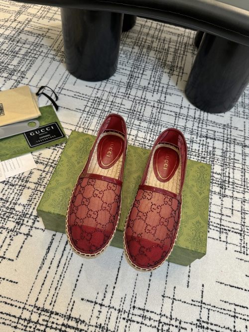 Gucci Women's Espadrille with GG Motif and Horsebit Detail in Red 1 Gucci Women's Espadrille with GG Motif and Horsebit Detail in Red