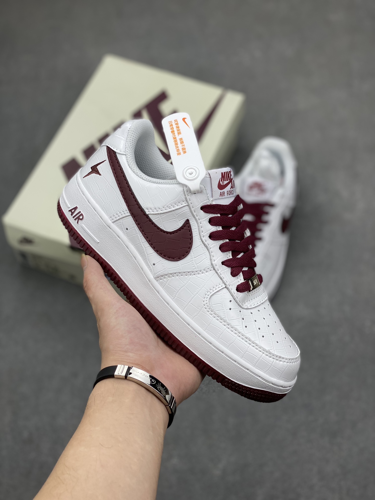 Nike Air Force 1 '07 Low Crocodile White/Wine Red Sneakers DD0614-335 2 i1695676385 3942 0