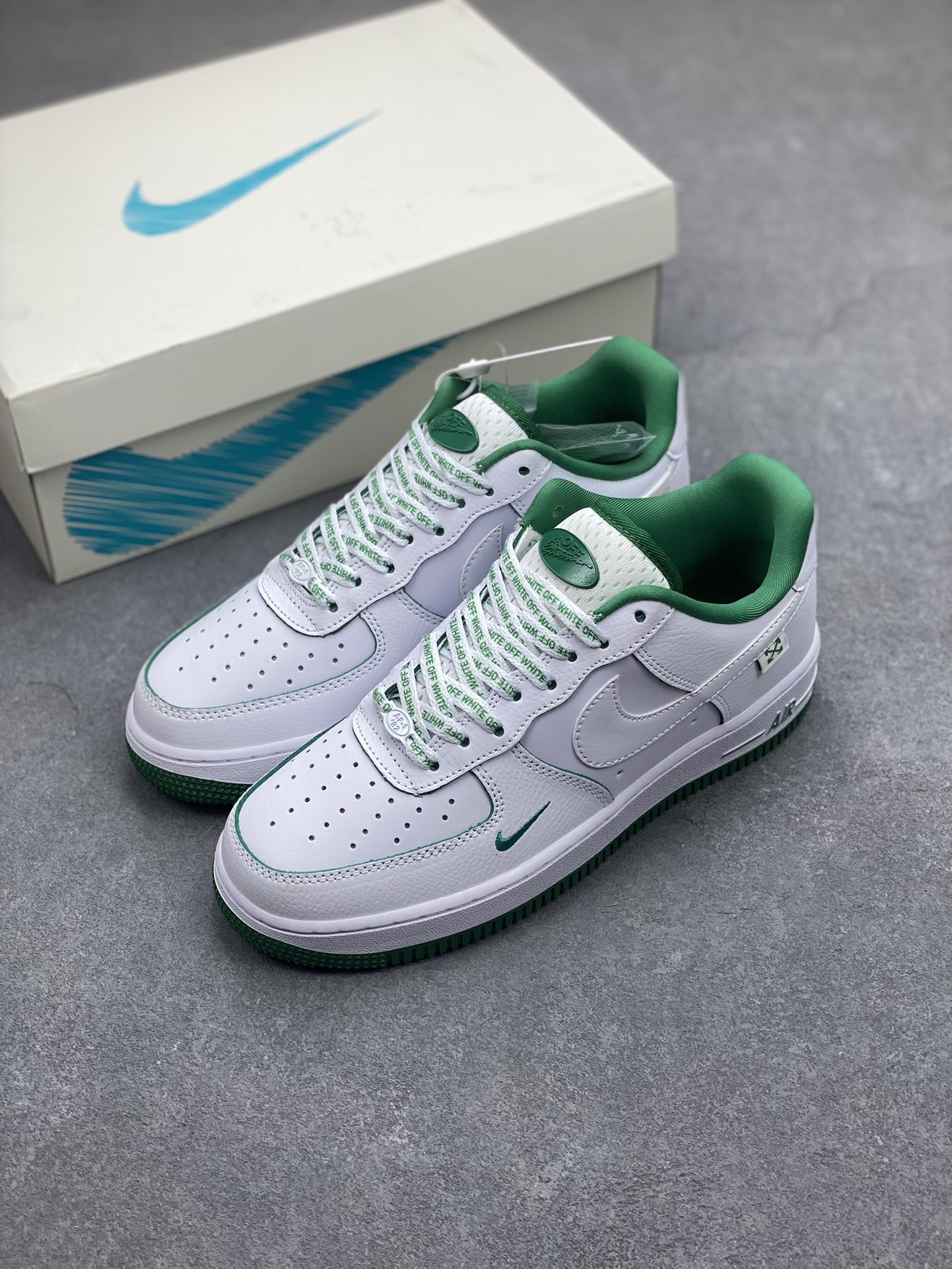 Nike Air Force 1 '07 Low Off-White Collab Sneakers - White/Green 9 i1696542330 9035 7