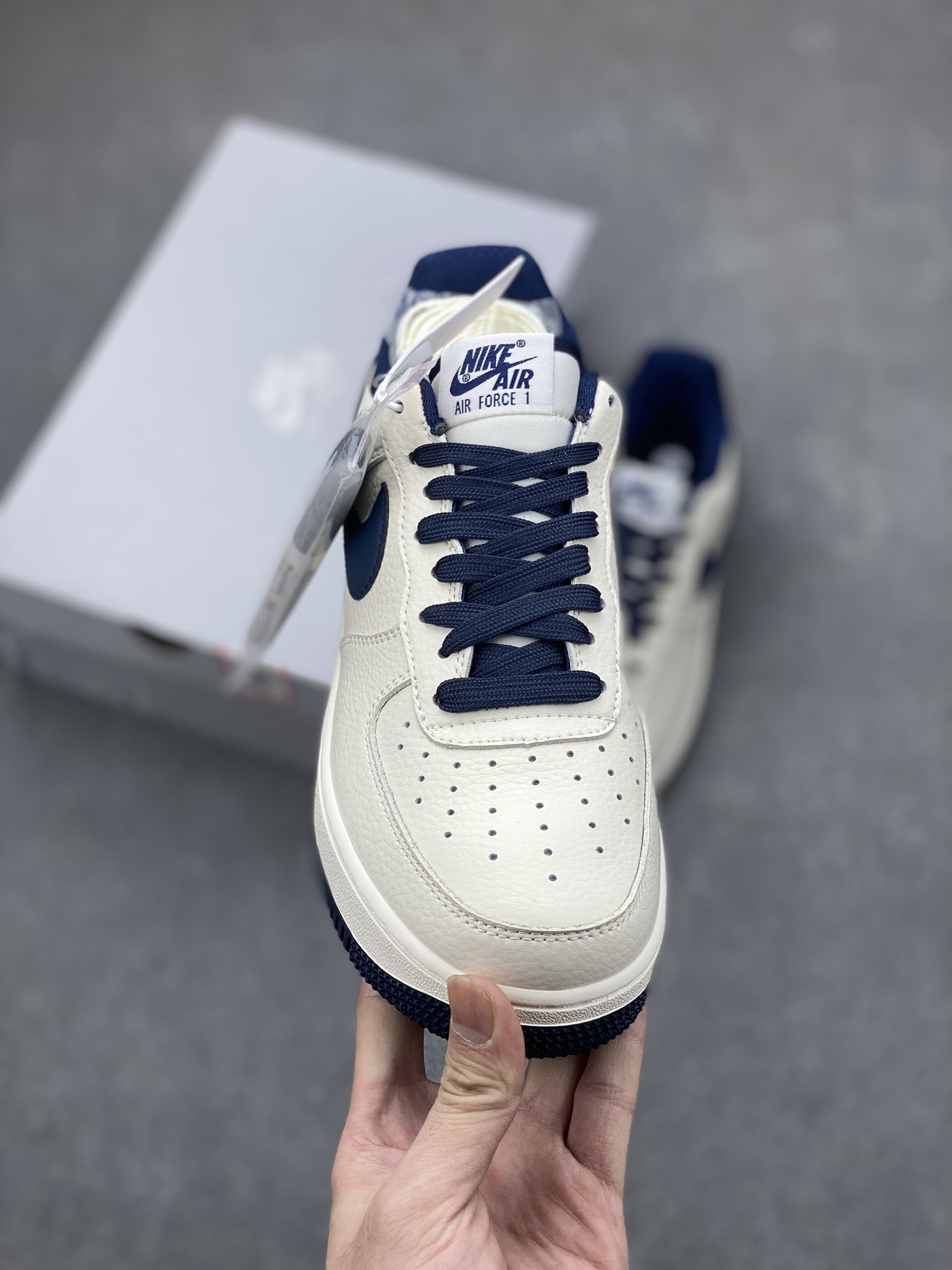 Nike Air Force 1 Low '07 "Cream/Navy" Customizable Sneakers 3 i1696619500 3548 1