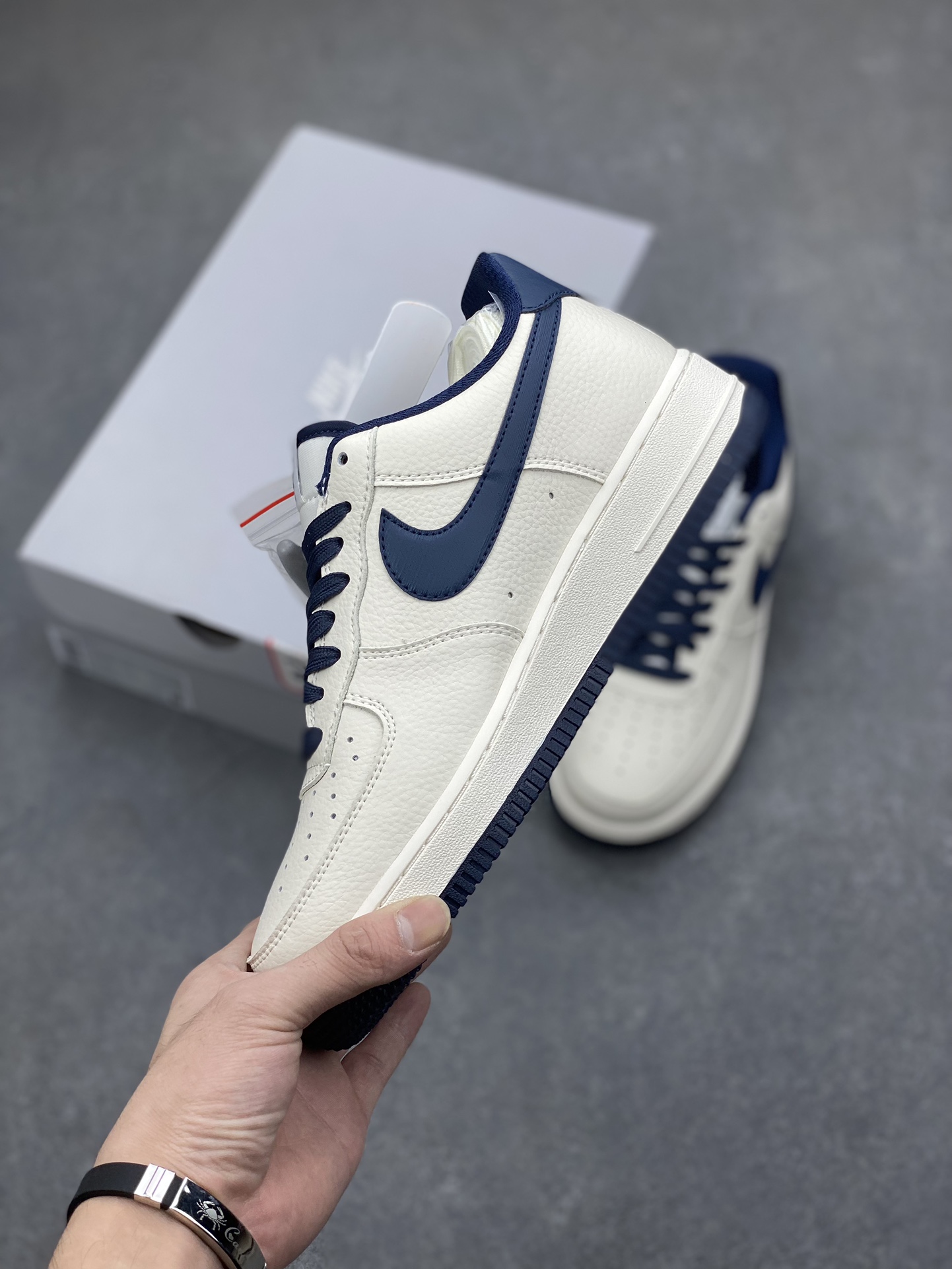 Nike Air Force 1 Low '07 "Cream/Navy" Customizable Sneakers 4 i1696619500 6583 2