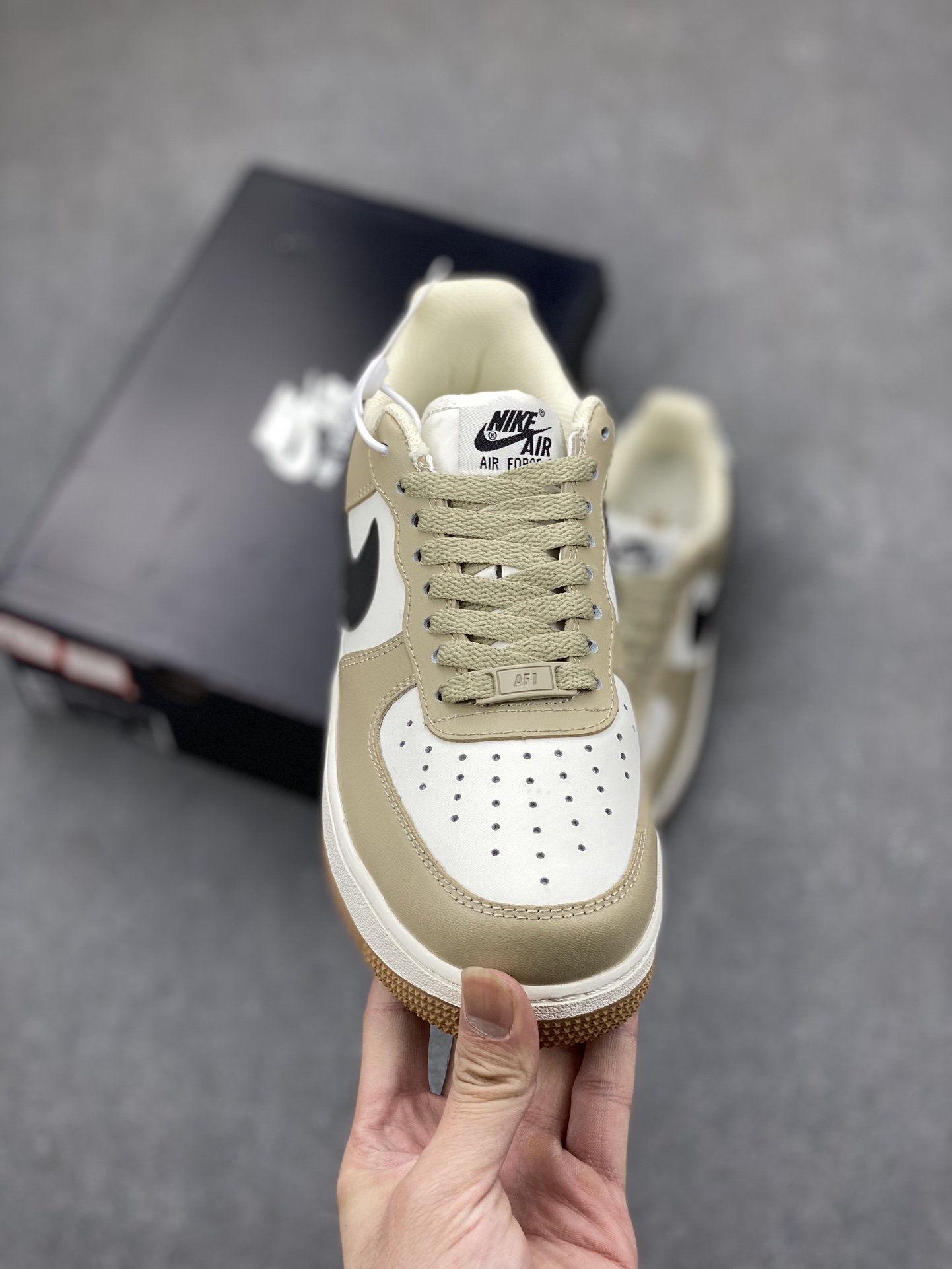 Nike Air Force 1 Low White Khaki Black Swoosh - DH5969-633 3 i1697482823 318 1