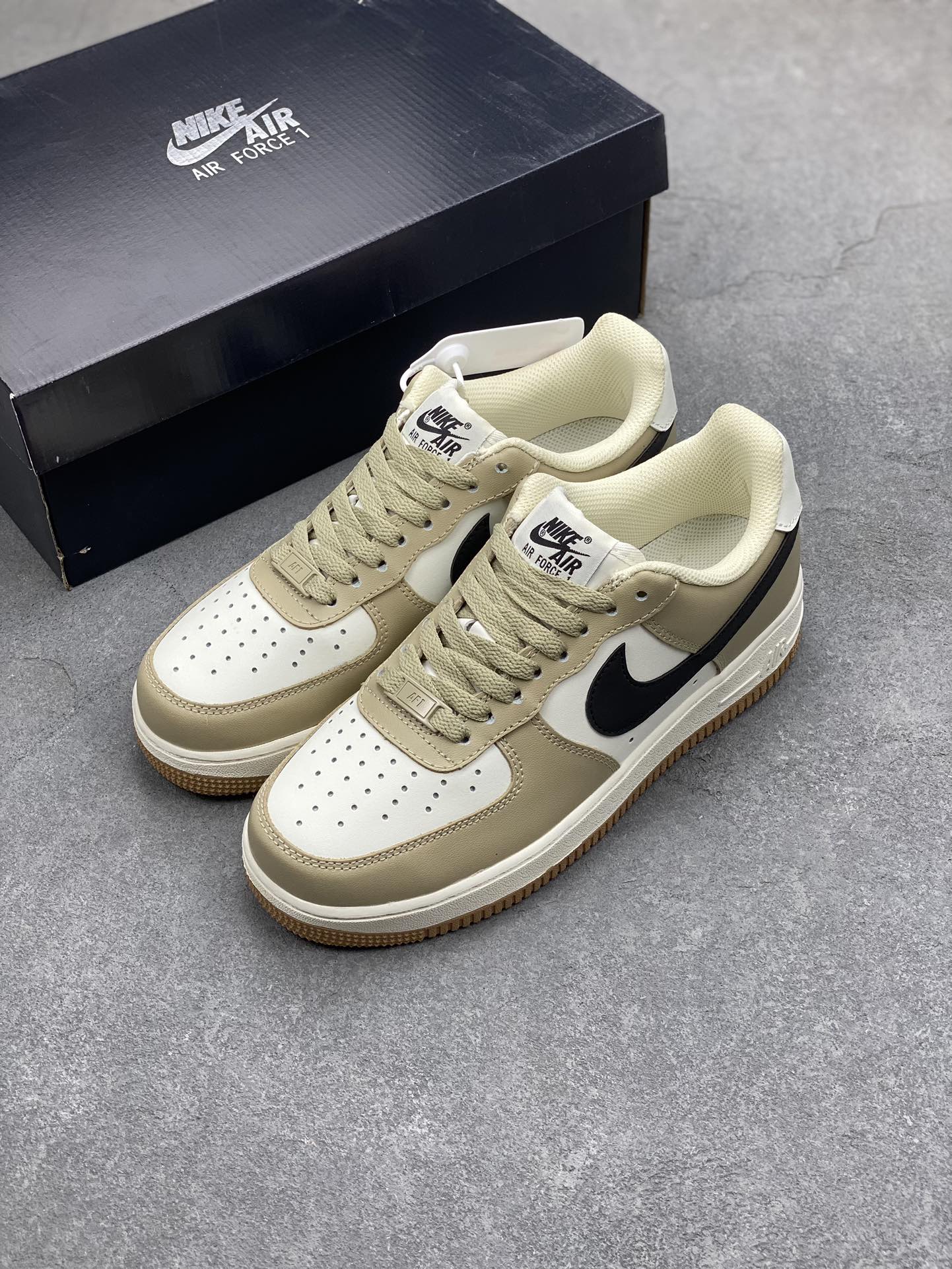 Nike Air Force 1 Low White Khaki Black Swoosh - DH5969-633 9 i1697482823 6773 7