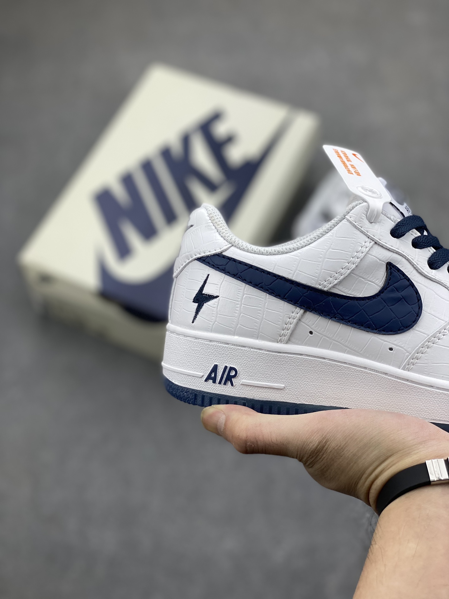 Nike Air Force 1 Low White Blue Croc Embossed Leather Sneakers DD0614-332 6 i1697674782 5714 4