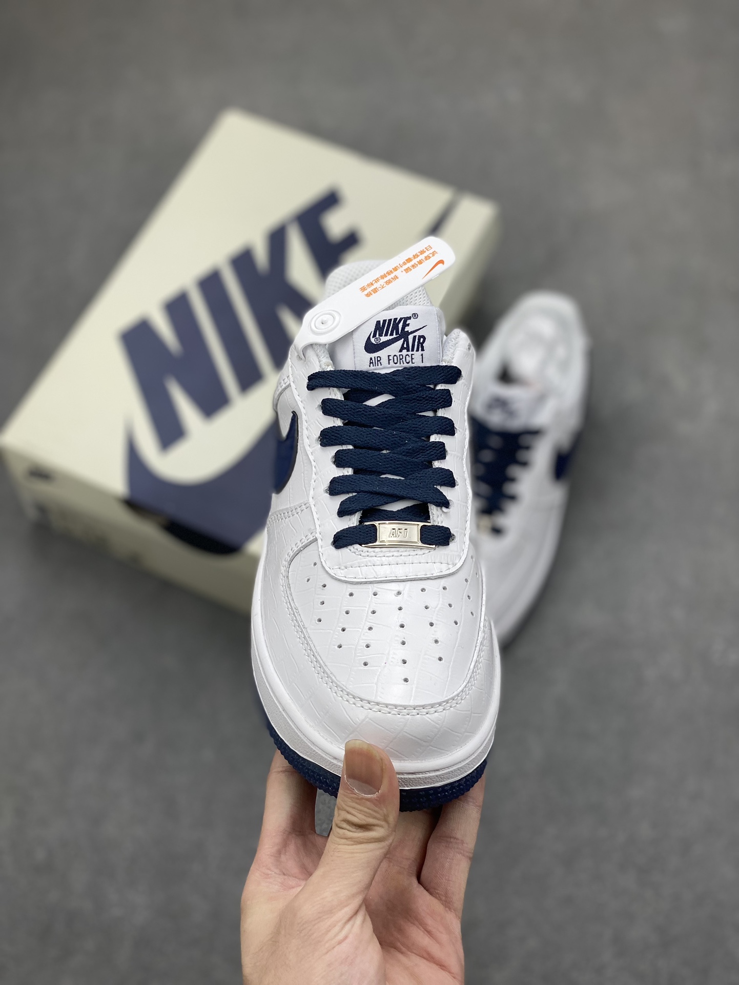 Nike Air Force 1 Low White Blue Croc Embossed Leather Sneakers DD0614-332 3 i1697674782 7558 1
