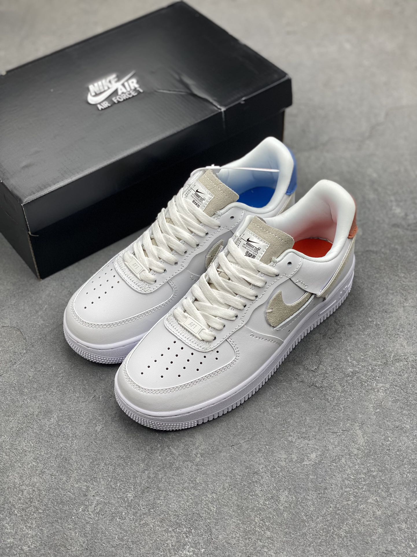 Nike Air Force 1 Low Cut-Out Swoosh White Blue Casual Sneakers 9 i1697675257 6080 7