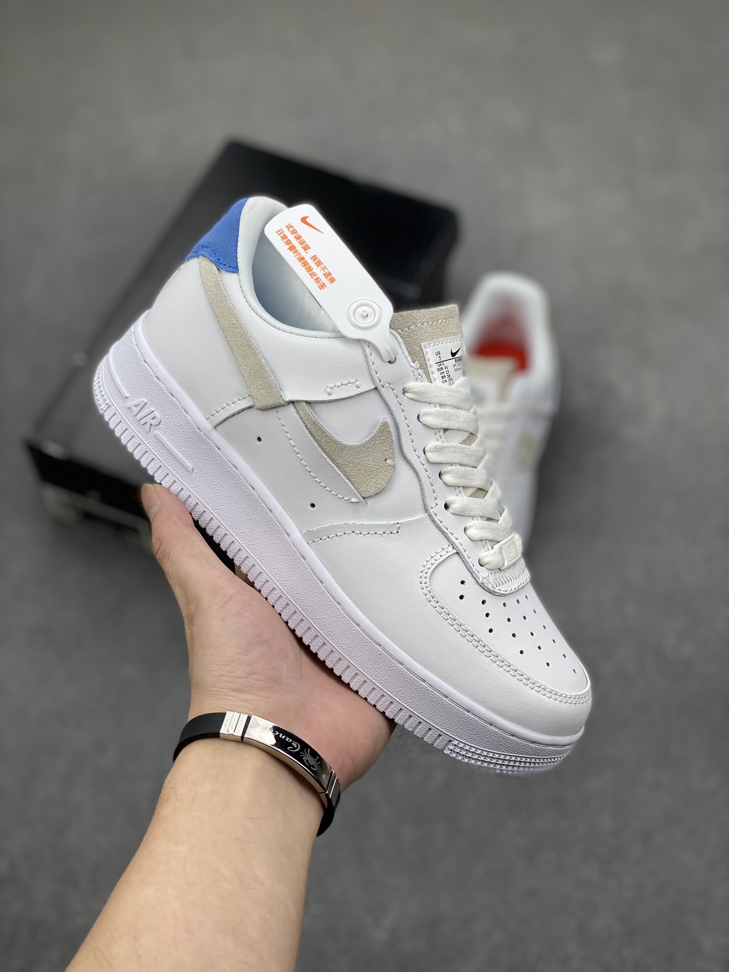 Nike Air Force 1 Low Cut-Out Swoosh White Blue Casual Sneakers 2 i1697675257 9968 0