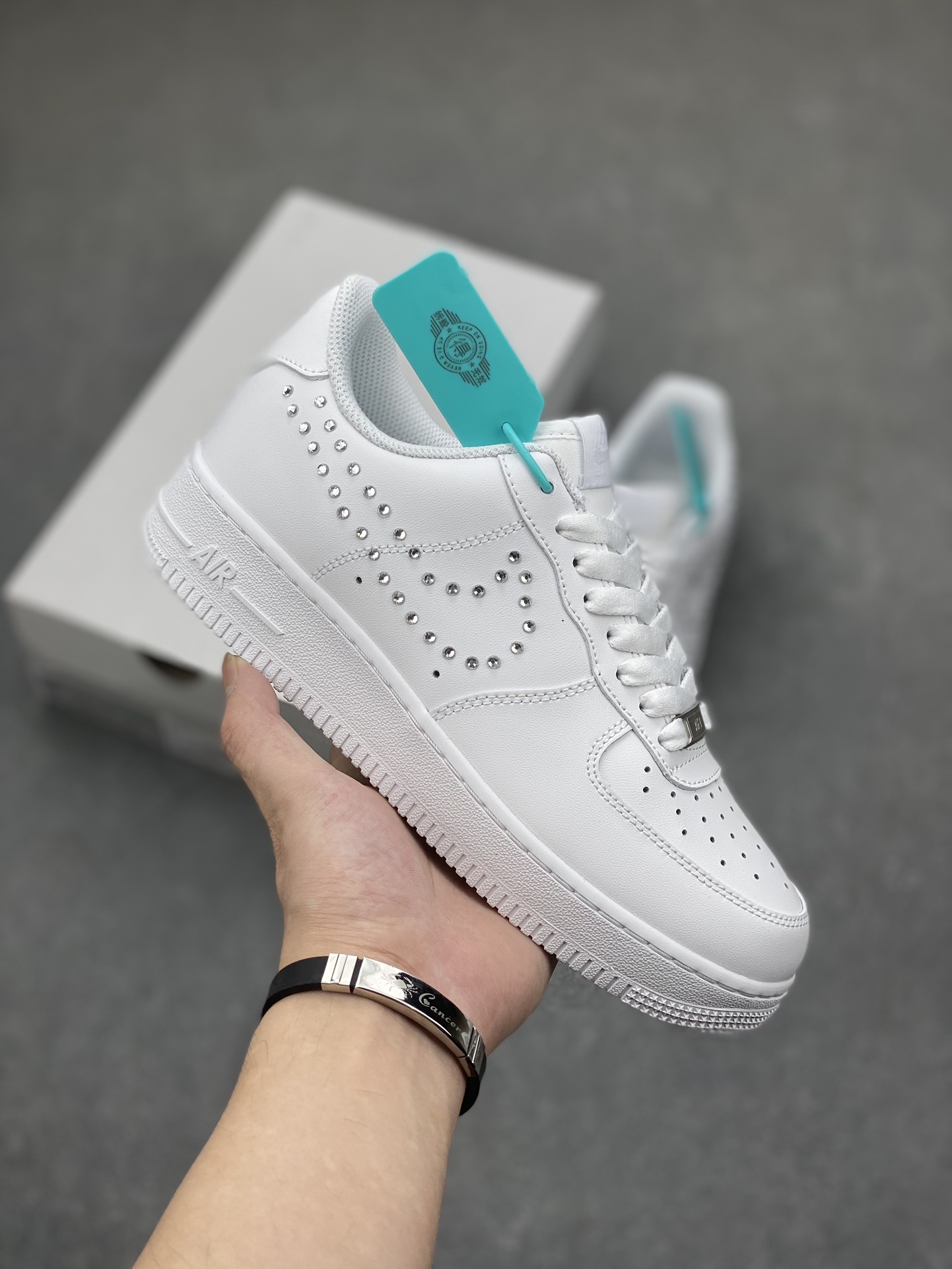 Nike Air Force 1 Low White with Silver Rhinestone Accents - All Sizes Available 2 i1698086375 1171 0