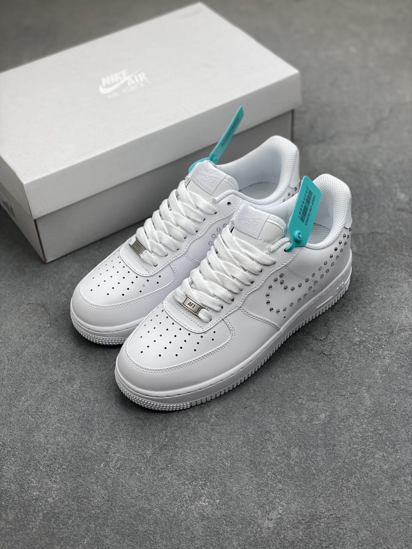 Nike Air Force 1 Low White with Silver Rhinestone Accents - All Sizes Available 9 i1698086375 2107 7